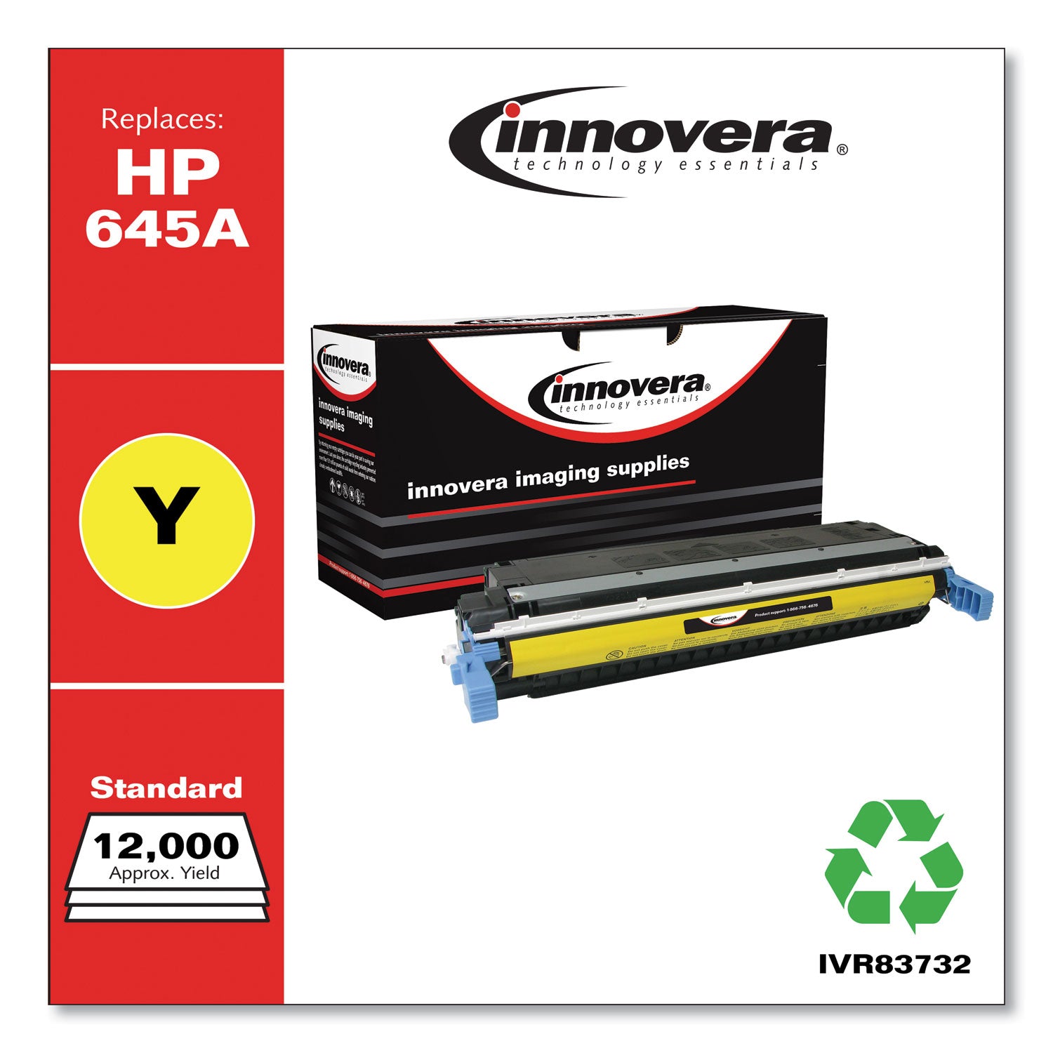 Innovera® Remanufactured Yellow Toner, Replacement for 645A (C9732A), 12,000 Page-Yield