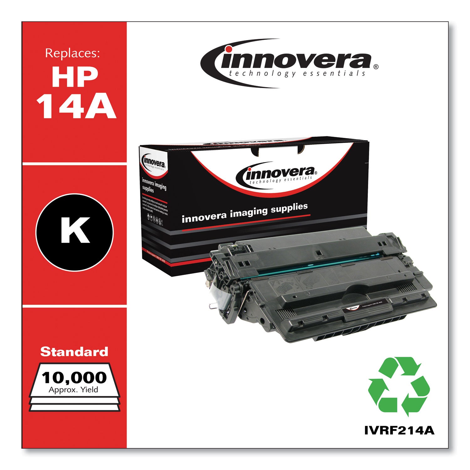 Innovera® Remanufactured Black Toner, Replacement for 14A (CF214A), 10,000 Page-Yield