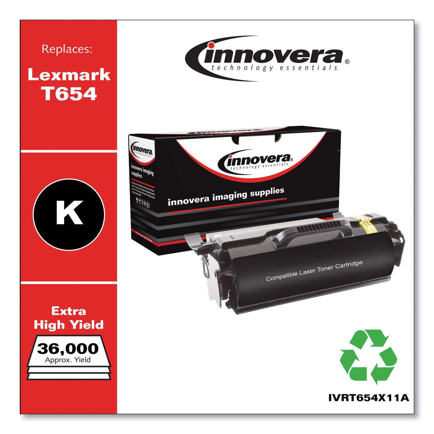 Innovera® Remanufactured Black Toner, Replacement for T654X11A, 36,000 Page-Yield