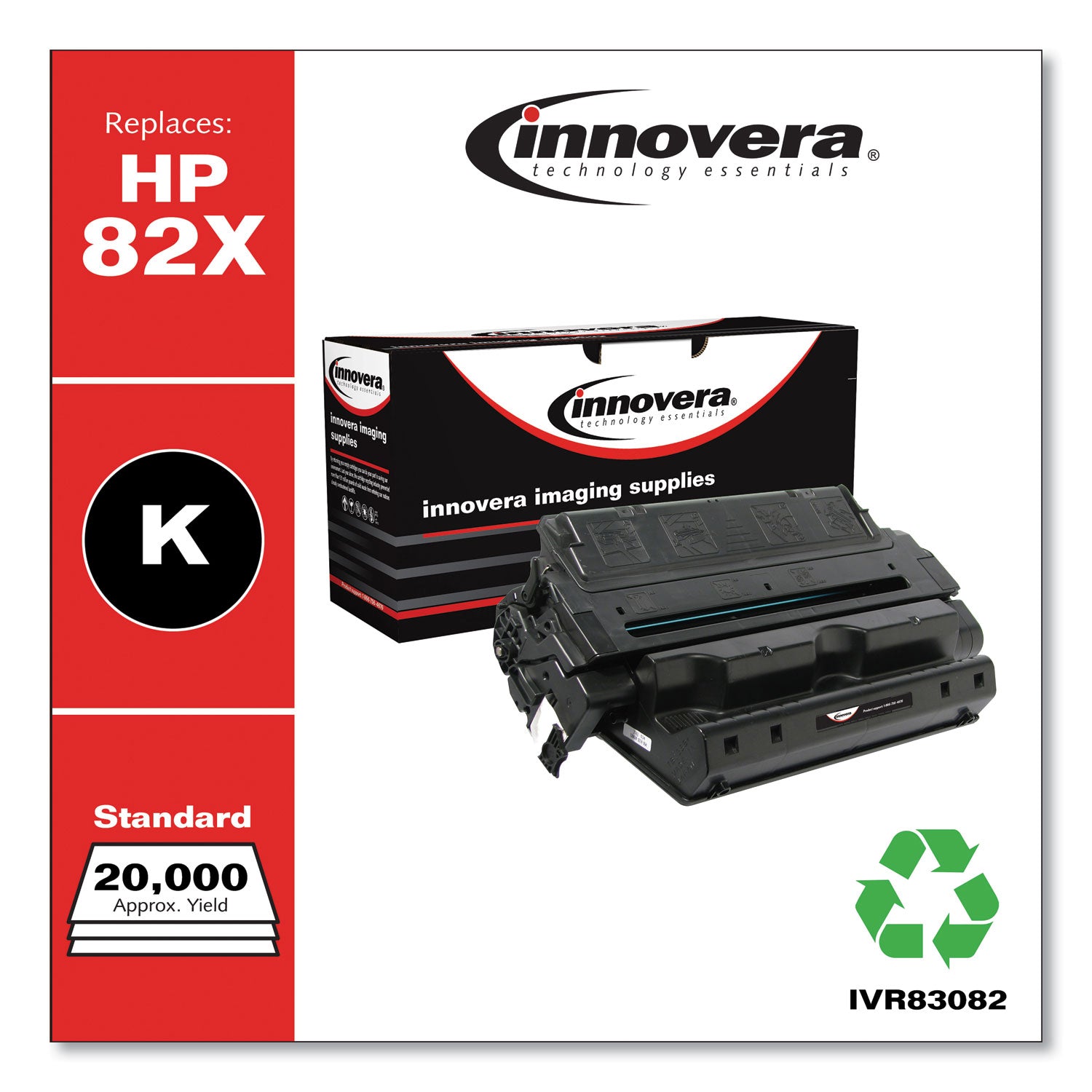 Innovera® Remanufactured Black High-Yield Toner, Replacement for 82X (C4182X), 20,000 Page-Yield