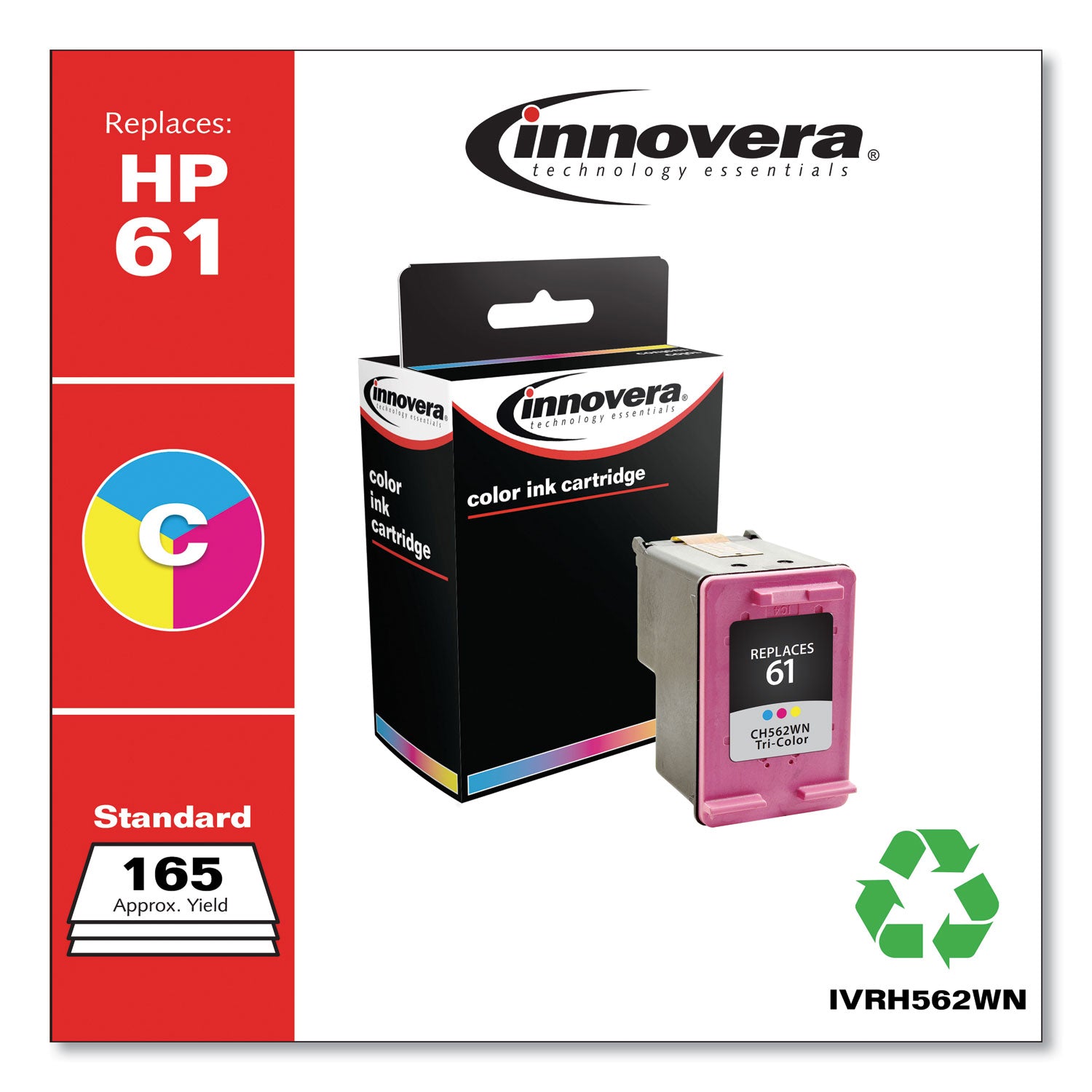 Innovera® Remanufactured Tri-Color Ink, Replacement for 61 (CH562WN), 165 Page-Yield