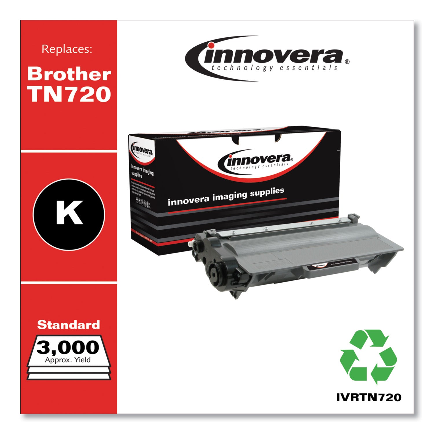 Innovera® Remanufactured Black Toner, Replacement for TN720, 3,000 Page-Yield