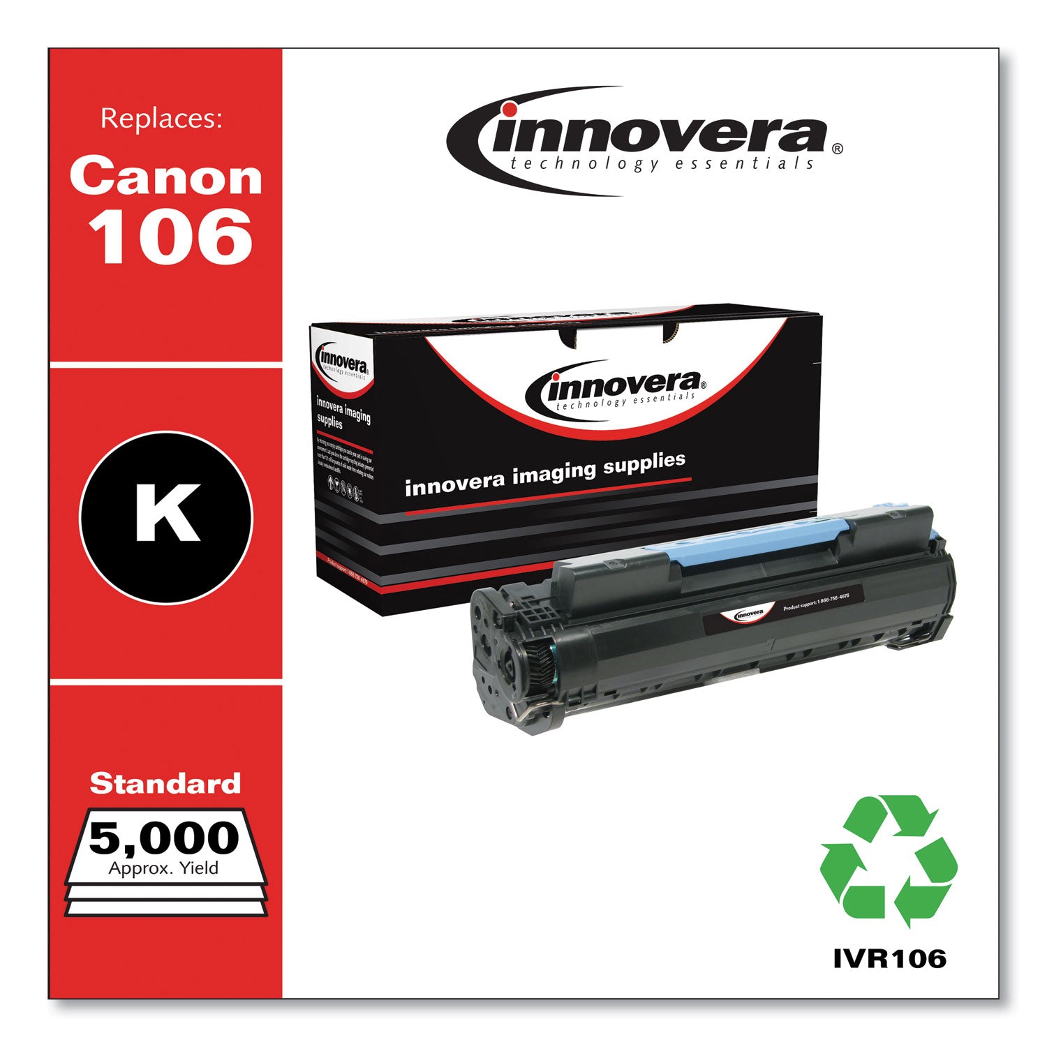 Innovera® Remanufactured Black Toner, Replacement for 106 (0264B001), 5,000 Page-Yield