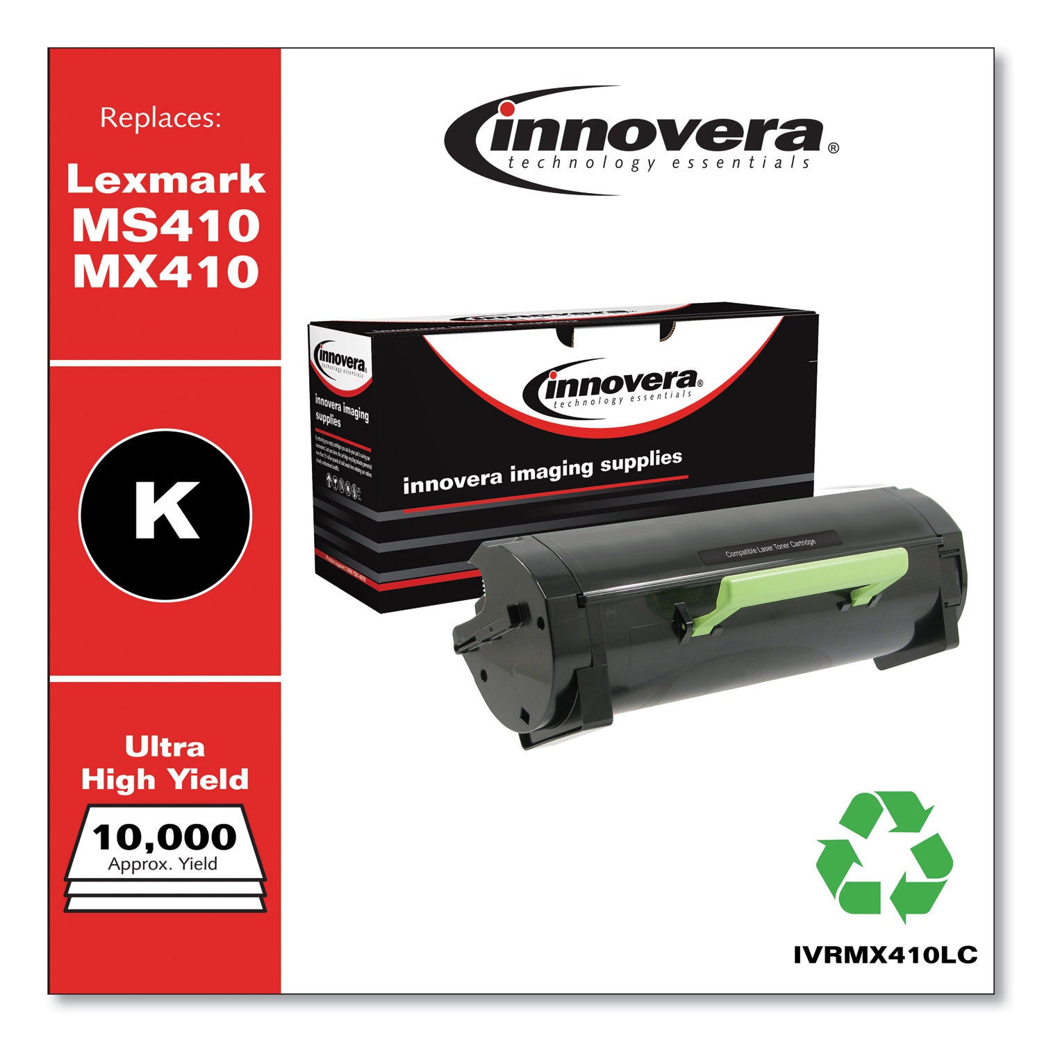 Innovera® Remanufactured Black Ultra High-Yield Toner, Replacement for MS410/MX410, 10,000 Page-Yield