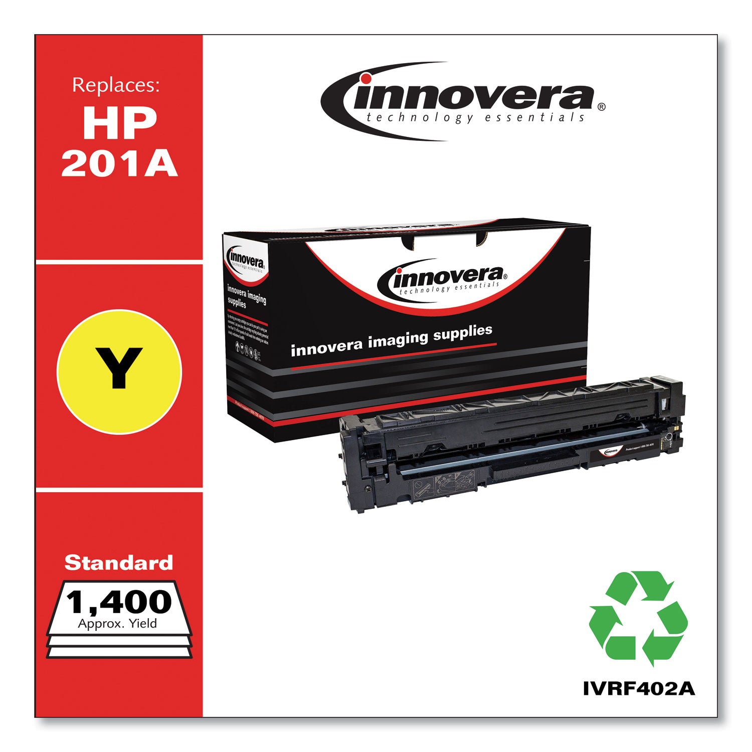 Innovera® Remanufactured Yellow Toner, Replacement for 201A (CF402A), 1,400 Page-Yield