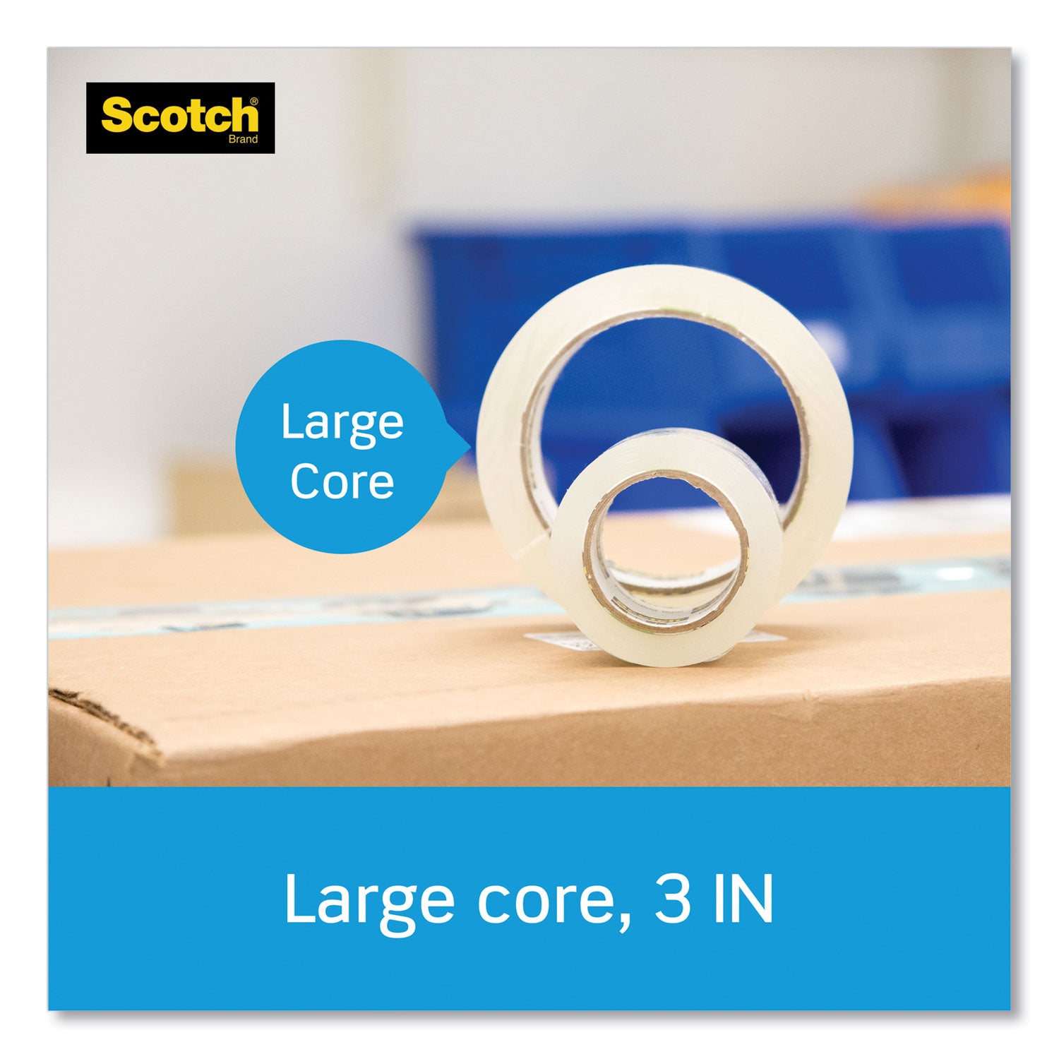 Scotch® 3850 Heavy-Duty Packaging Tape with Dispenser, 3" Core, 1.88" x 54.6 yds, Clear, 1/Roll