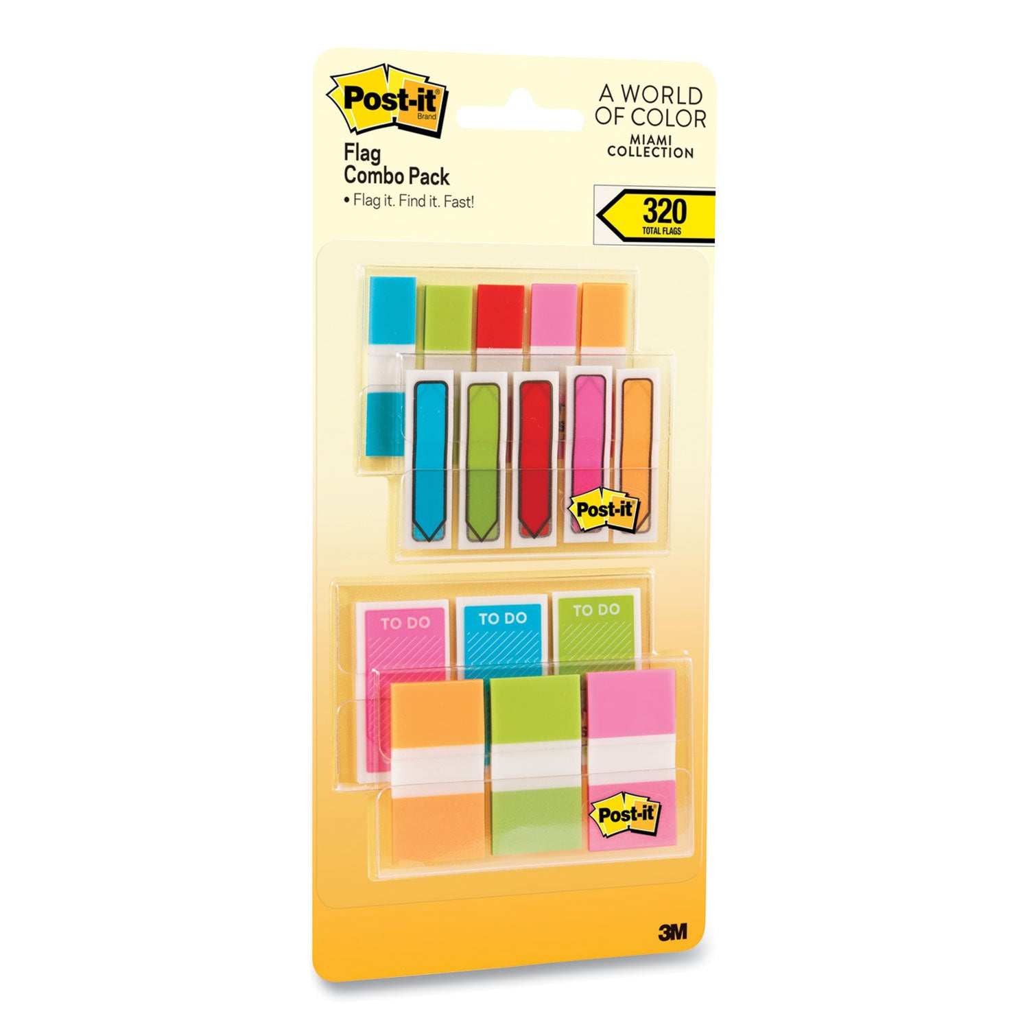 Post-it® Standard and Arrow Flag Combo Pack, 0.47" and 0.94", Assorted Colors, 320/Pack