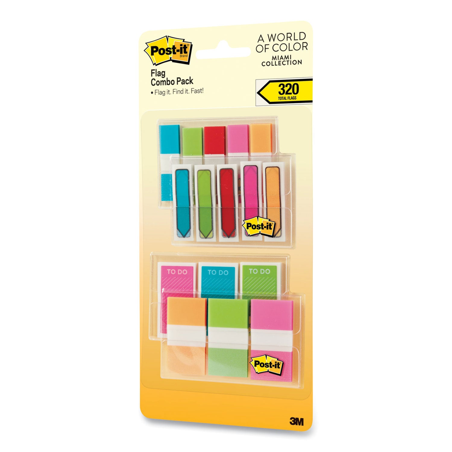 Post-it® Standard and Arrow Flag Combo Pack, 0.47" and 0.94", Assorted Colors, 320/Pack