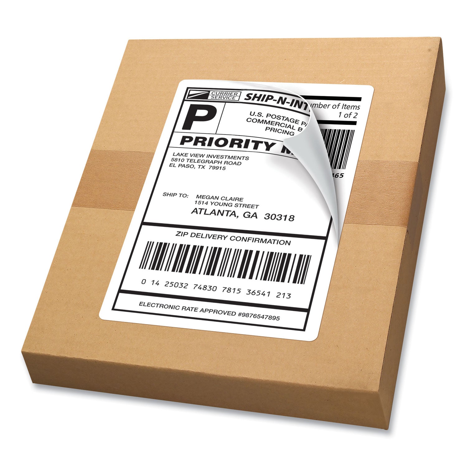 Avery® Shipping Labels w/ TrueBlock Technology, Laser Printers, 5.5 x 8.5, White, 2/Sheet, 250 Sheets/Box