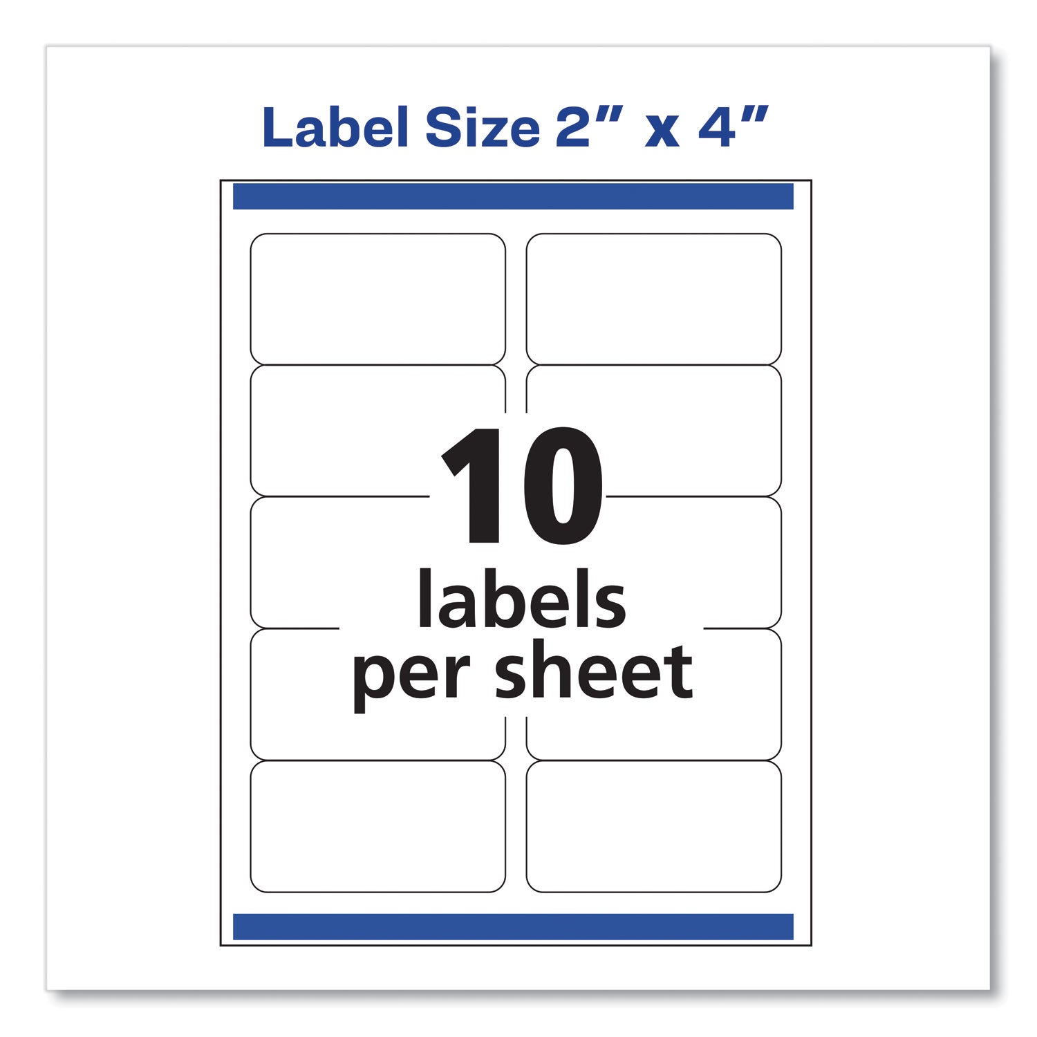 Avery® Shipping Labels w/ TrueBlock Technology, Inkjet Printers, 2 x 4, White, 10/Sheet, 100 Sheets/Box