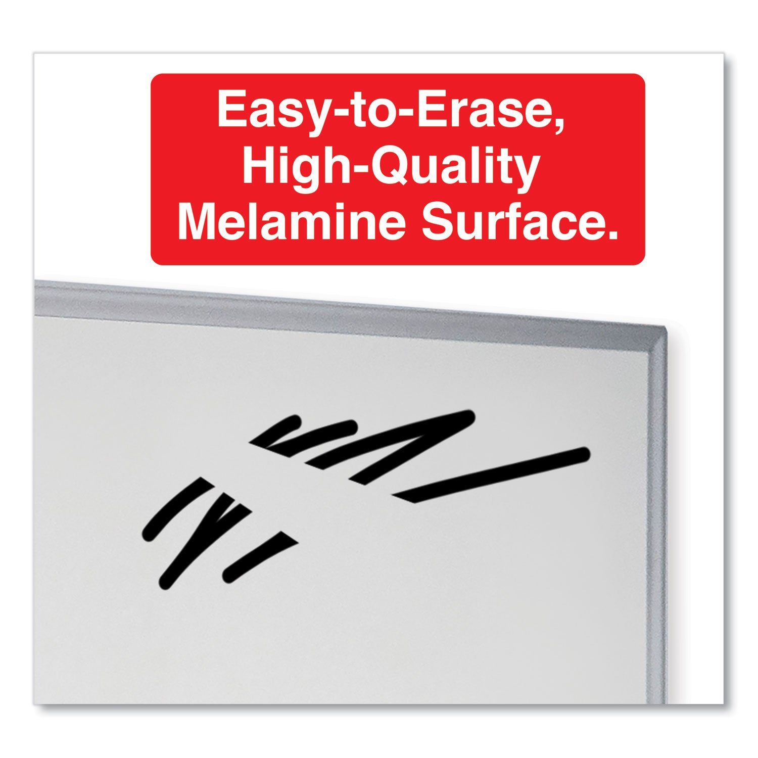 Universal® Deluxe Melamine Dry Erase Board, 72 x 48, Melamine White Surface, Silver Anodized Aluminum Frame