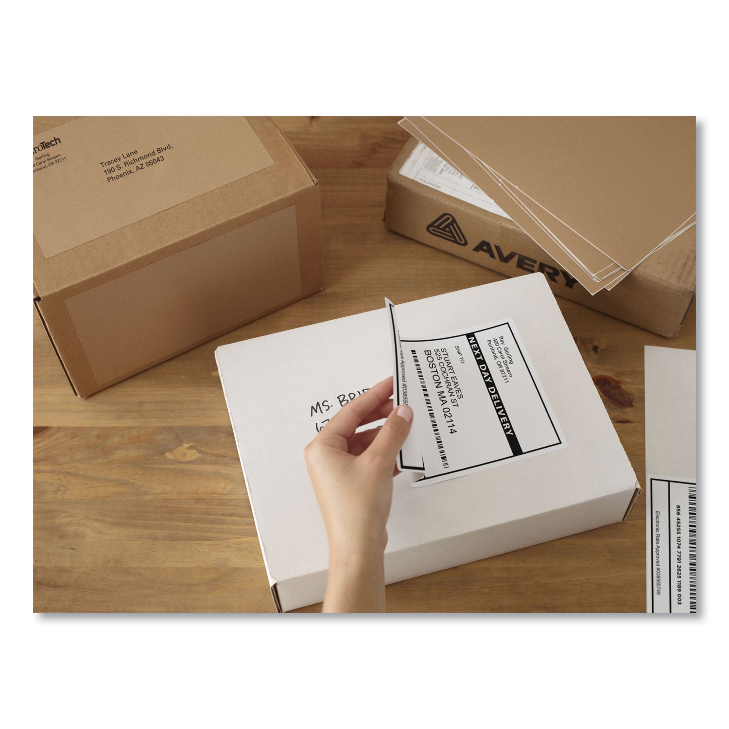 Avery® Shipping Labels w/ TrueBlock Technology, Laser Printers, 5.5 x 8.5, White, 2/Sheet, 100 Sheets/Box