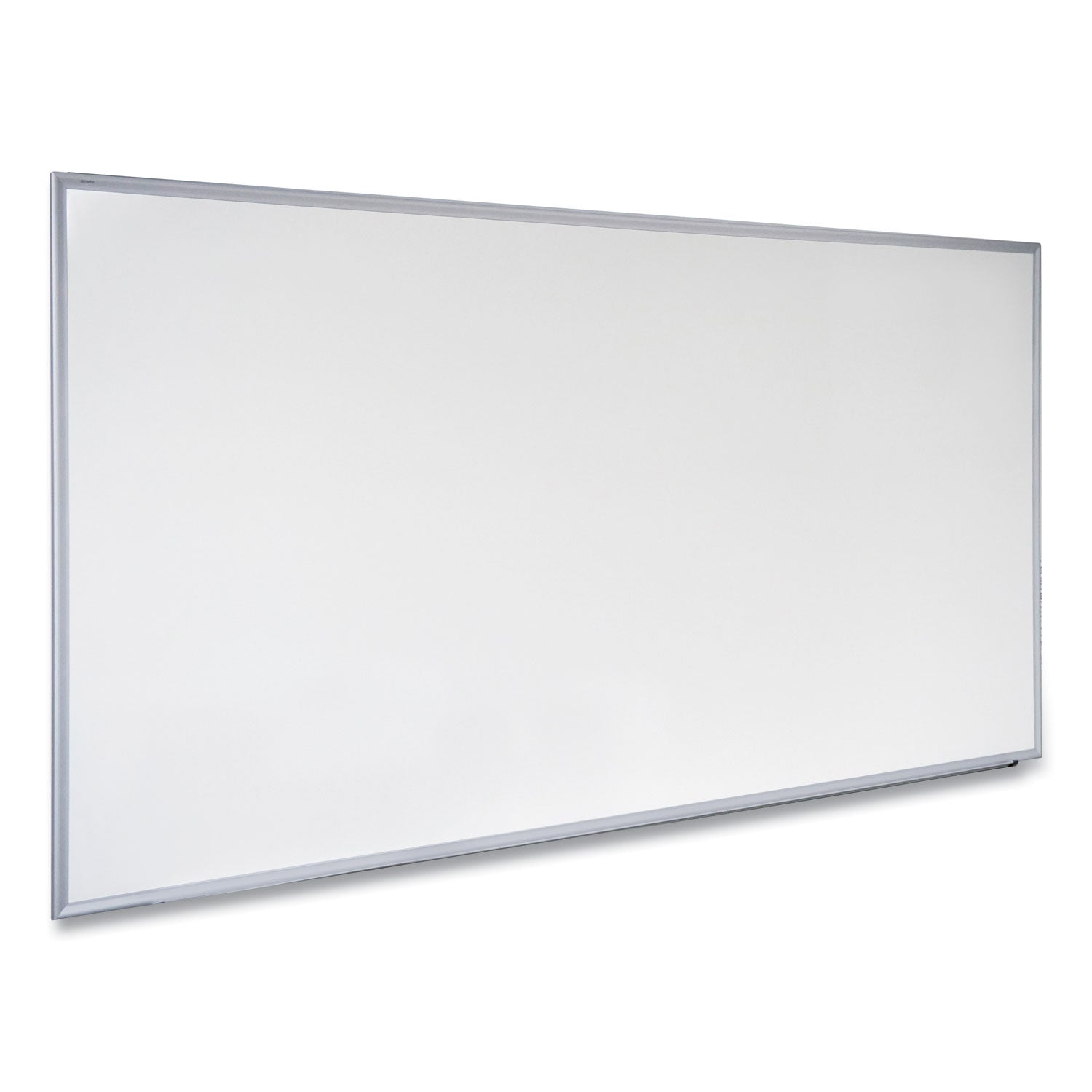 Universal® Deluxe Melamine Dry Erase Board, 72 x 48, Melamine White Surface, Silver Anodized Aluminum Frame