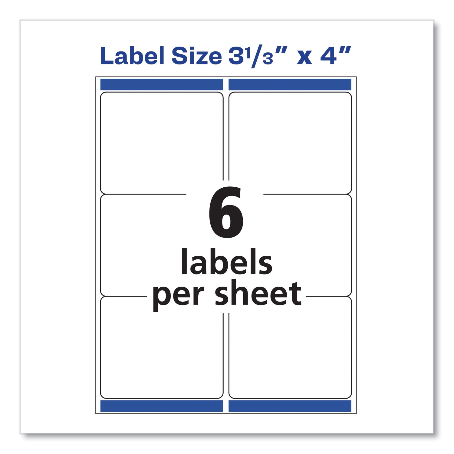 Avery® Shipping Labels w/ TrueBlock Technology, Laser Printers, 3.33 x 4, White, 6/Sheet, 100 Sheets/Box