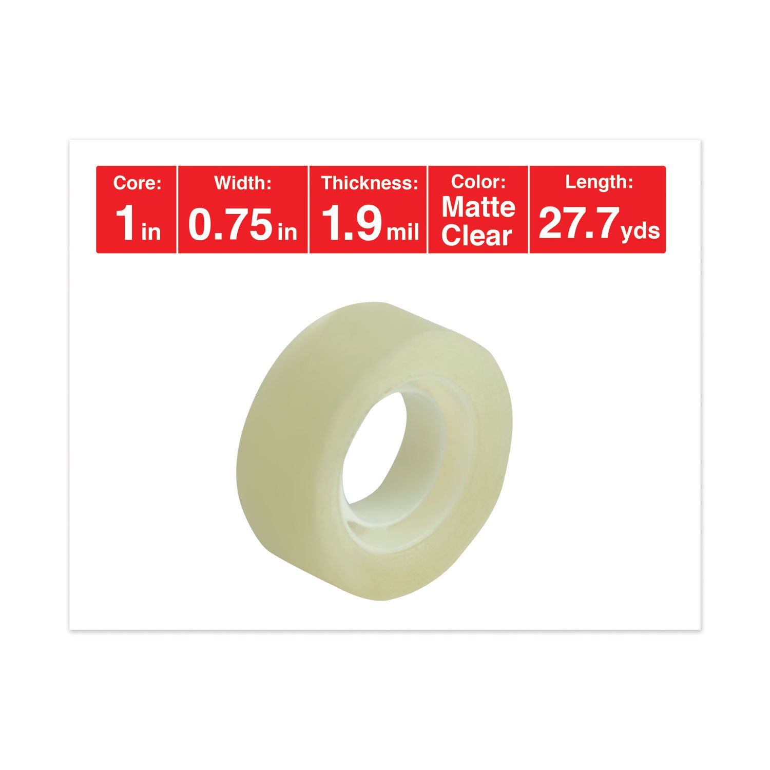 Universal® Invisible Tape, 1" Core, 0.75" x 83.33 ft, Clear, 12/Pack