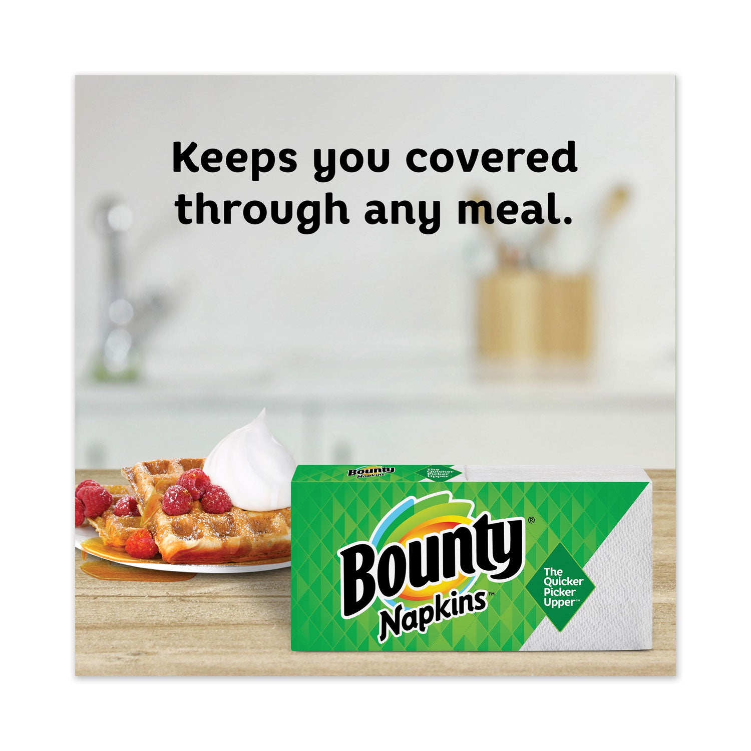 Bounty® Quilted Napkins, 1-Ply, 12 1/10 x 12, Assorted - Print or White, 200/Pack