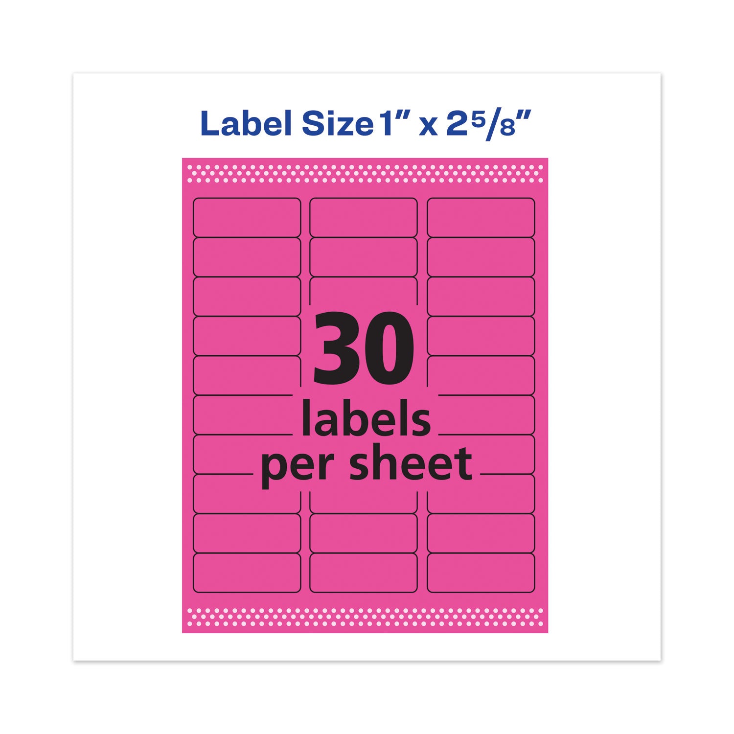 Avery® High-Visibility Permanent Laser ID Labels, 1 x 2.63, Neon Magenta, 750/Pack