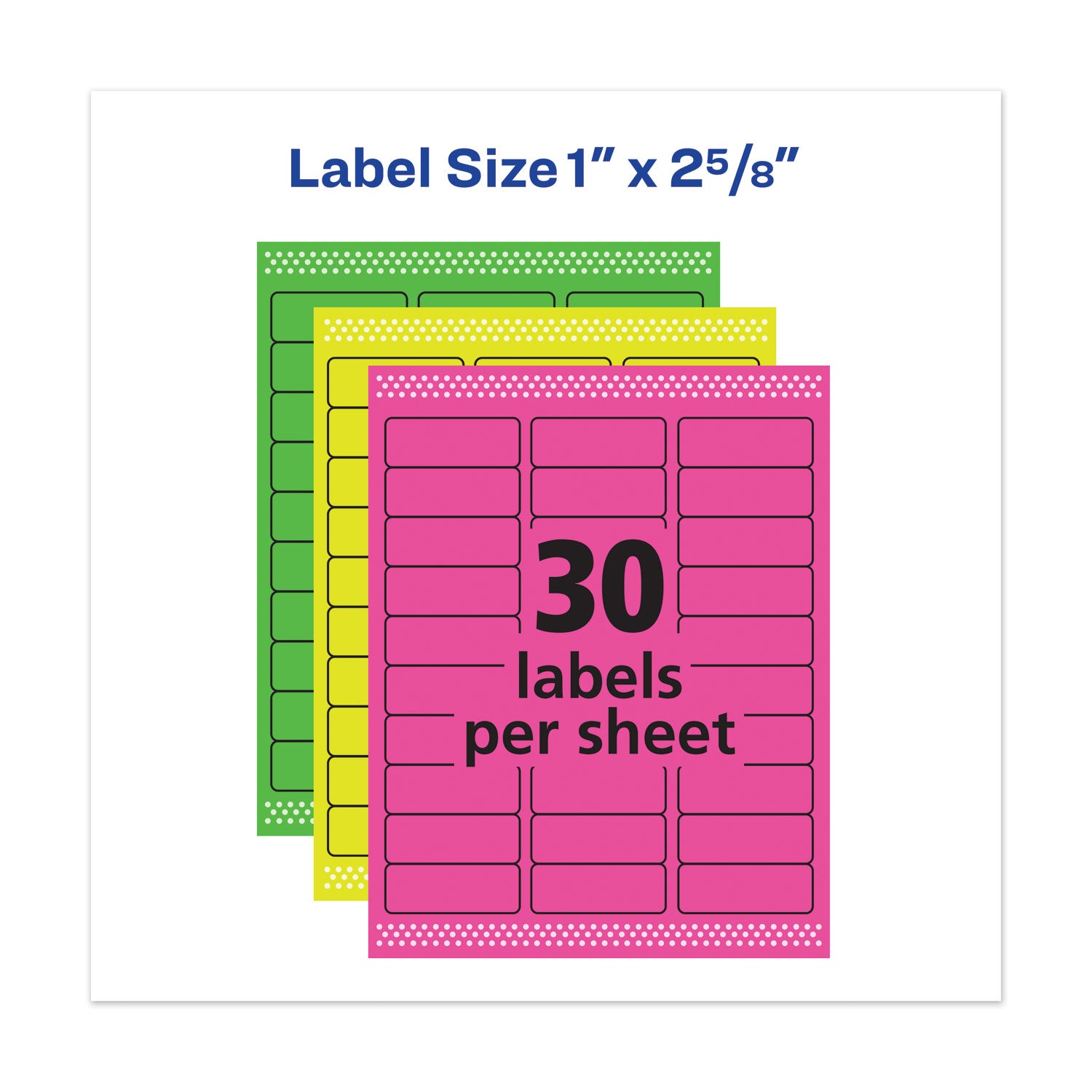 Avery® High-Vis Removable Laser/Inkjet ID Labels w/ Sure Feed, 1 x 2.63, Neon, 360/PK