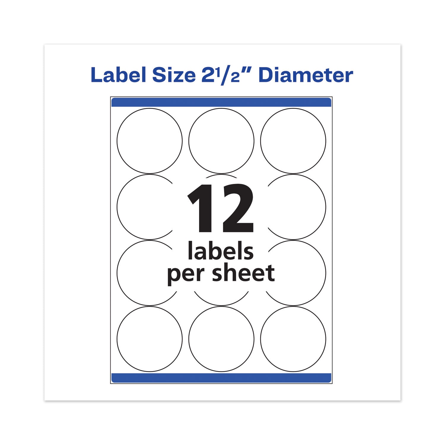 Avery® Permanent Laser Print-to-the-Edge ID Labels w/SureFeed, 2 1/2"dia, White, 300/PK