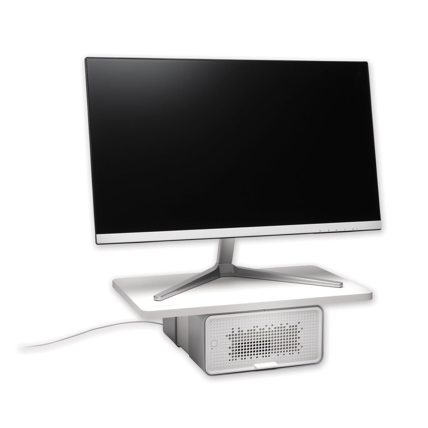 Kensington® FreshView Wellness Monitor Stand with Air Purifier, For 27" Monitors, 22.5" x 11.5" x 5.4", White, Supports 200 lbs