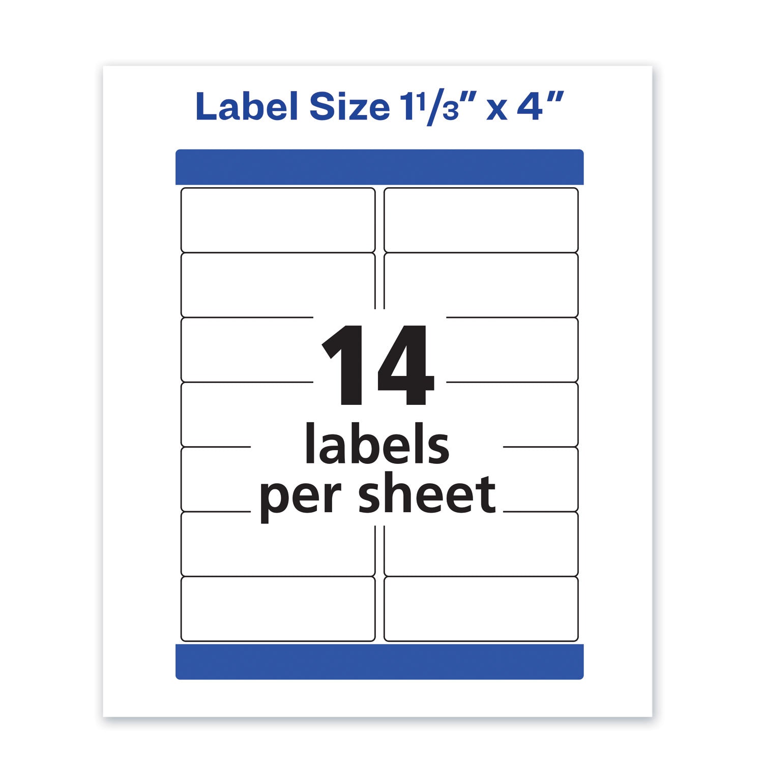 Avery® Waterproof Address Labels with TrueBlock and Sure Feed, Laser Printers, 1.33 x 4, White, 14/Sheet, 50 Sheets/Pack