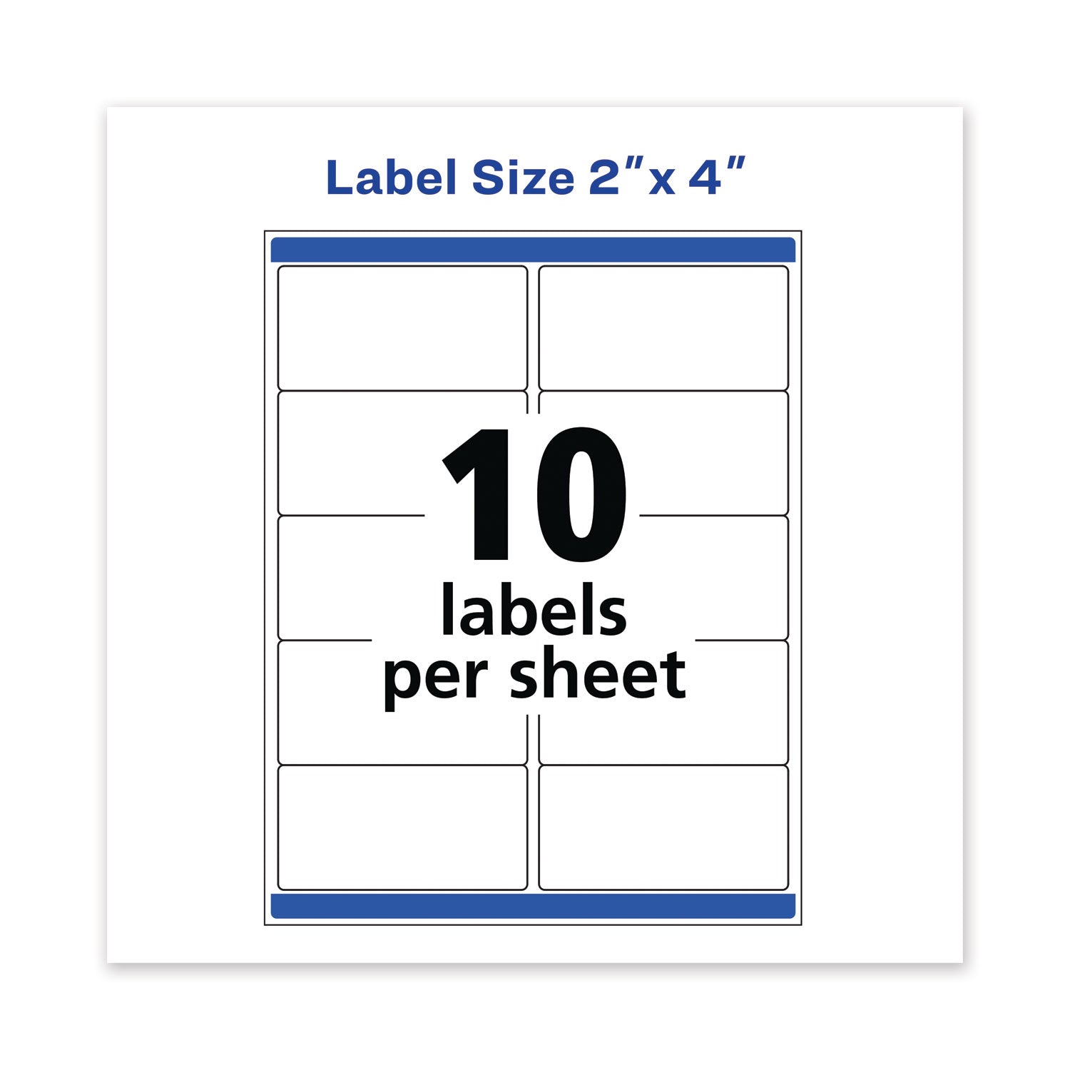 Avery® Waterproof Shipping Labels with TrueBlock and Sure Feed, Laser Printers, 2 x 4, White, 10/Sheet, 50 Sheets/Pack