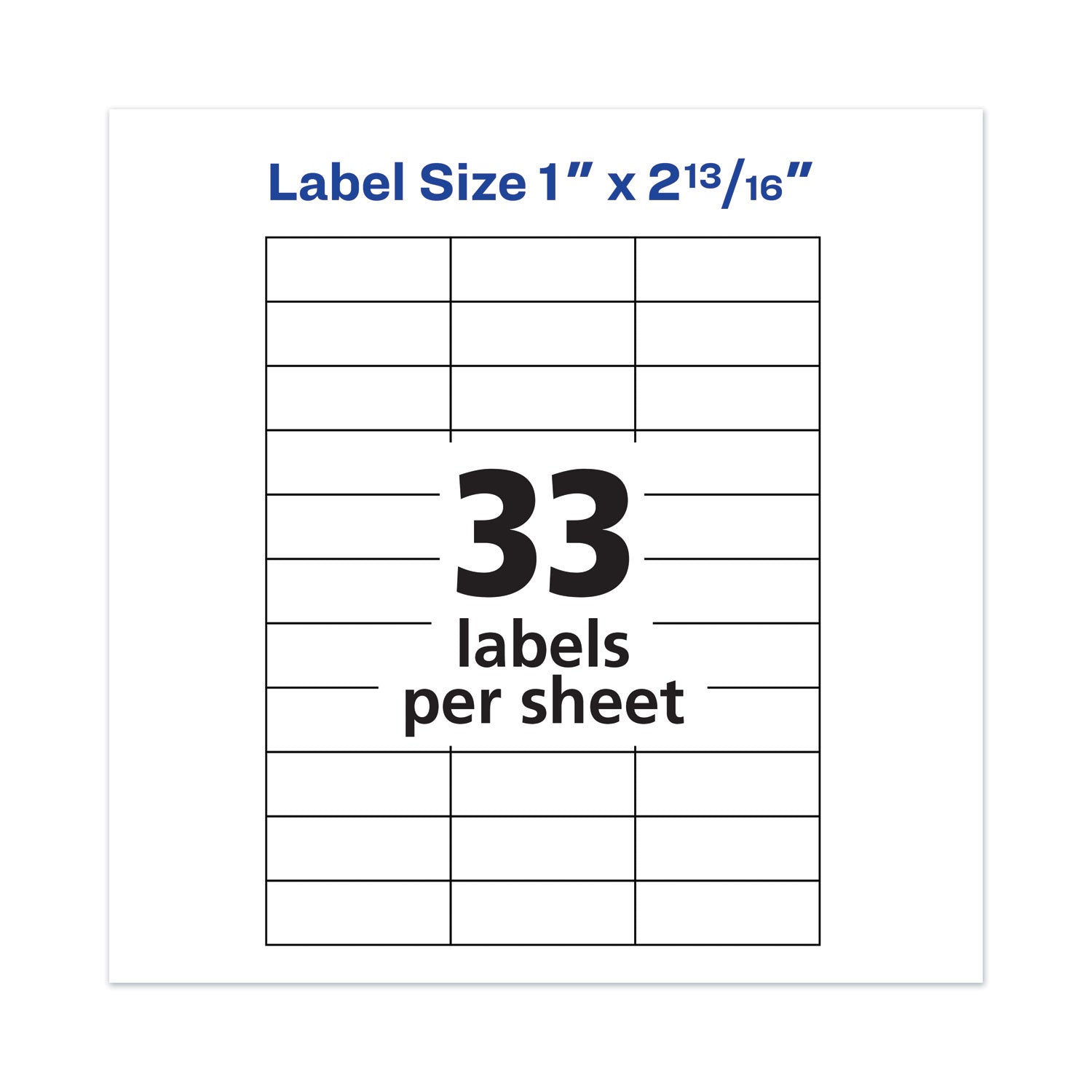 Avery® Copier Mailing Labels, Copiers, 1 x 2.81, White, 33/Sheet, 500 Sheets/Box