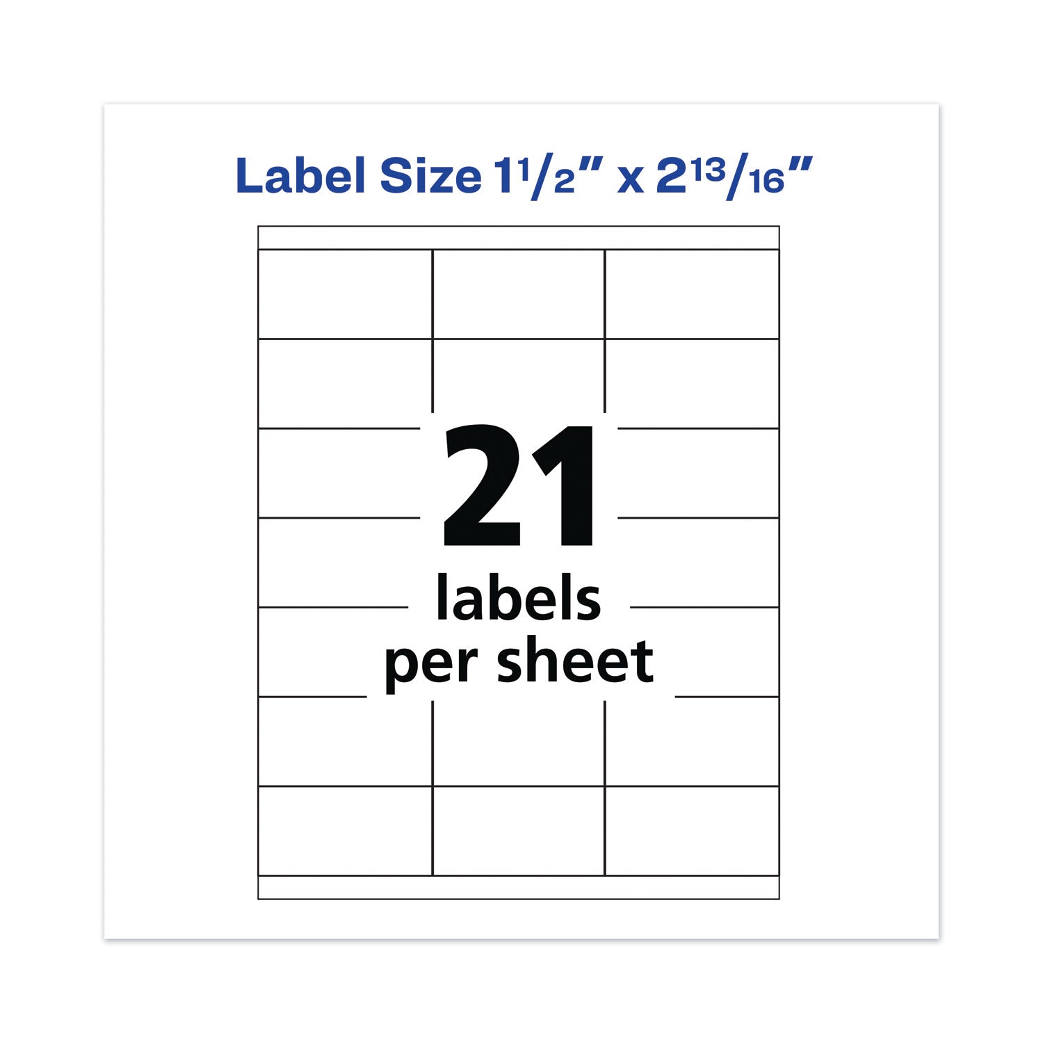 Avery® Copier Mailing Labels, Copiers, 1.5 x 2.81, White, 21/Sheet, 100 Sheets/Box