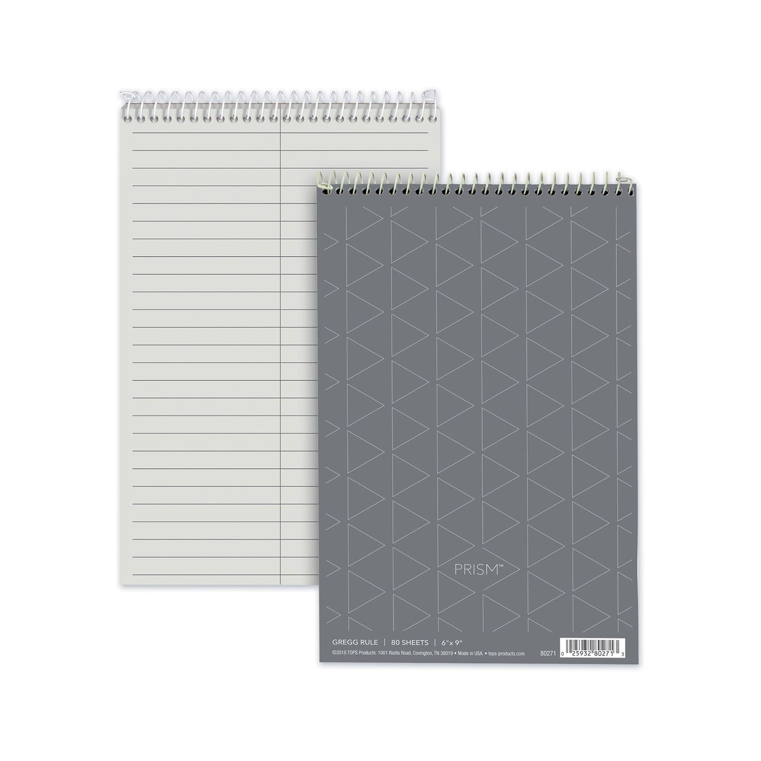 Prism Steno Pads, Gregg Rule, Gray Cover, 80 Gray 6 x 9 Sheets, 4/Pack