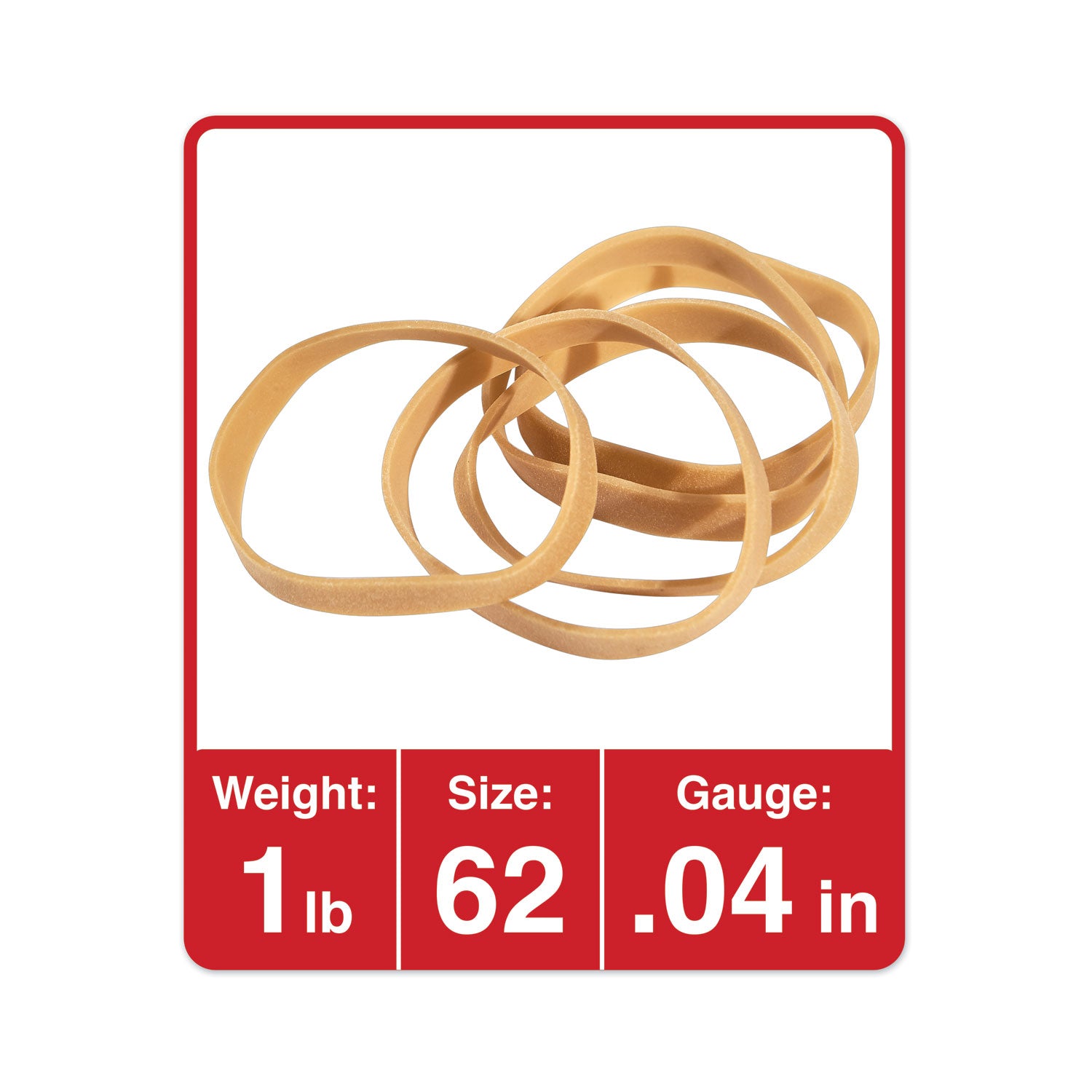 Universal® Rubber Bands, Size 62, 0.04" Gauge, Beige, 1 lb Box, 490/Pack