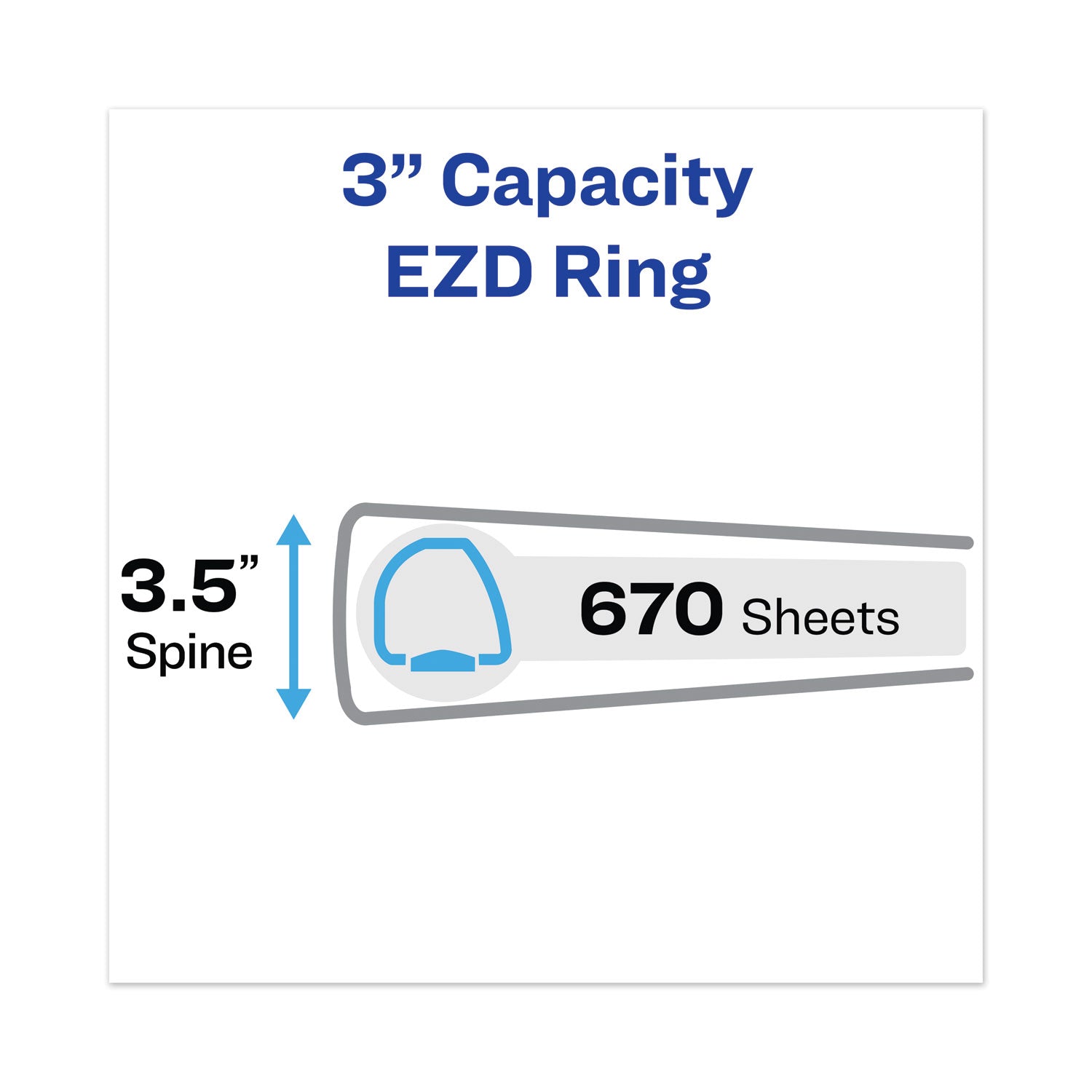 Avery® Heavy-Duty View Binder with DuraHinge and Locking One Touch EZD Rings, 3 Rings, 3" Capacity, 11 x 8.5, Pacific Blue