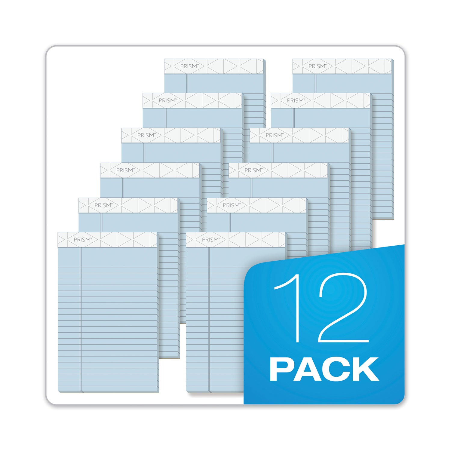 TOPS™ Prism + Colored Writing Pads, Narrow Rule, 50 Pastel Blue 5 X 8 Sheets, 12/pack