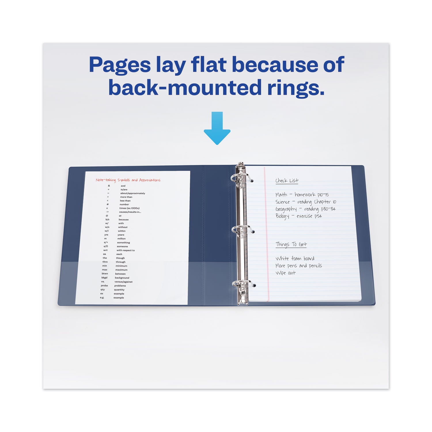 Avery® Heavy-Duty View Binder with DuraHinge and Locking One Touch EZD Rings, 3 Rings, 5" Capacity, 11 x 8.5, Navy Blue