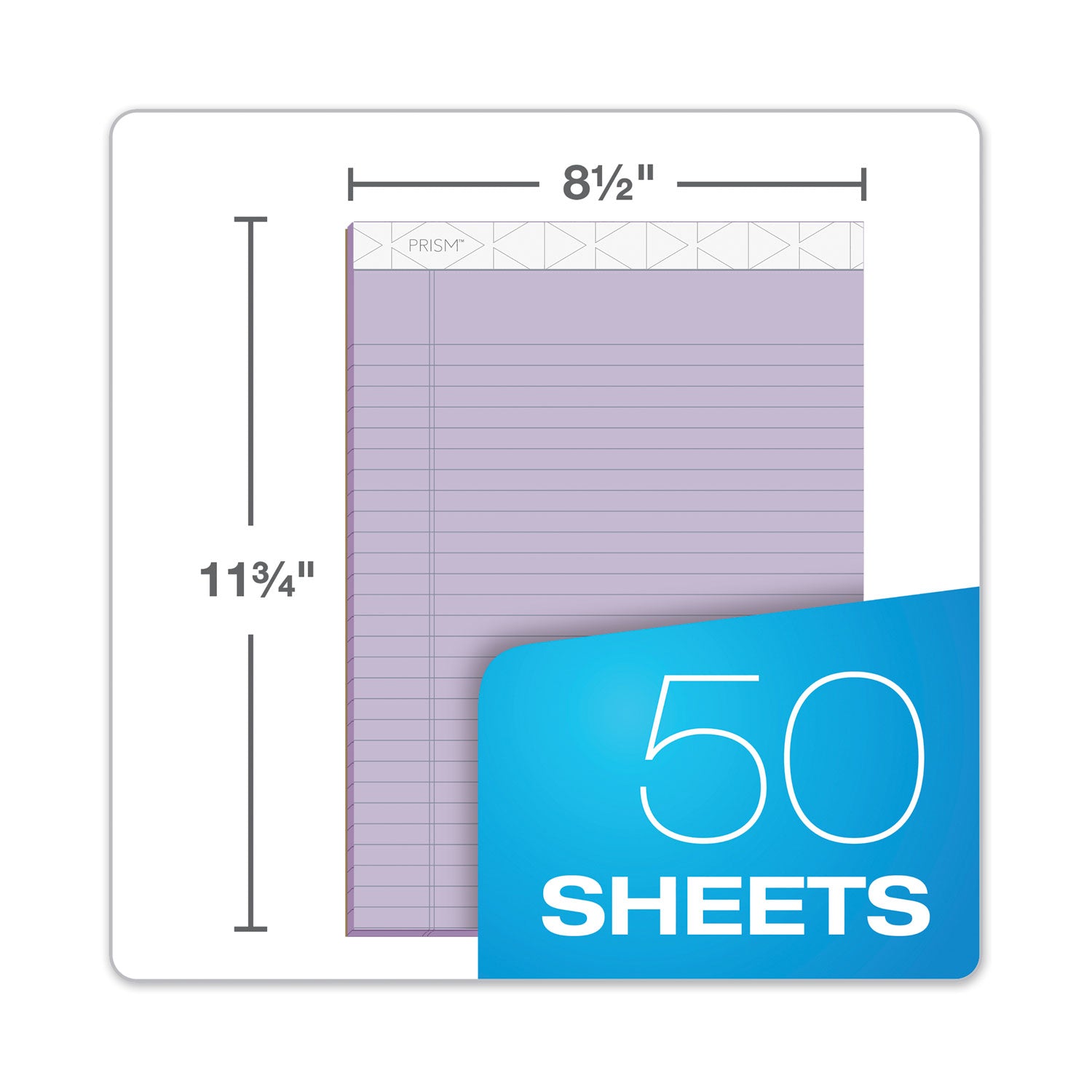 TOPS™ Prism + Colored Writing Pads, Wide/legal Rule, 50 Pastel Orchid 8.5 X 11.75 Sheets, 12/pack