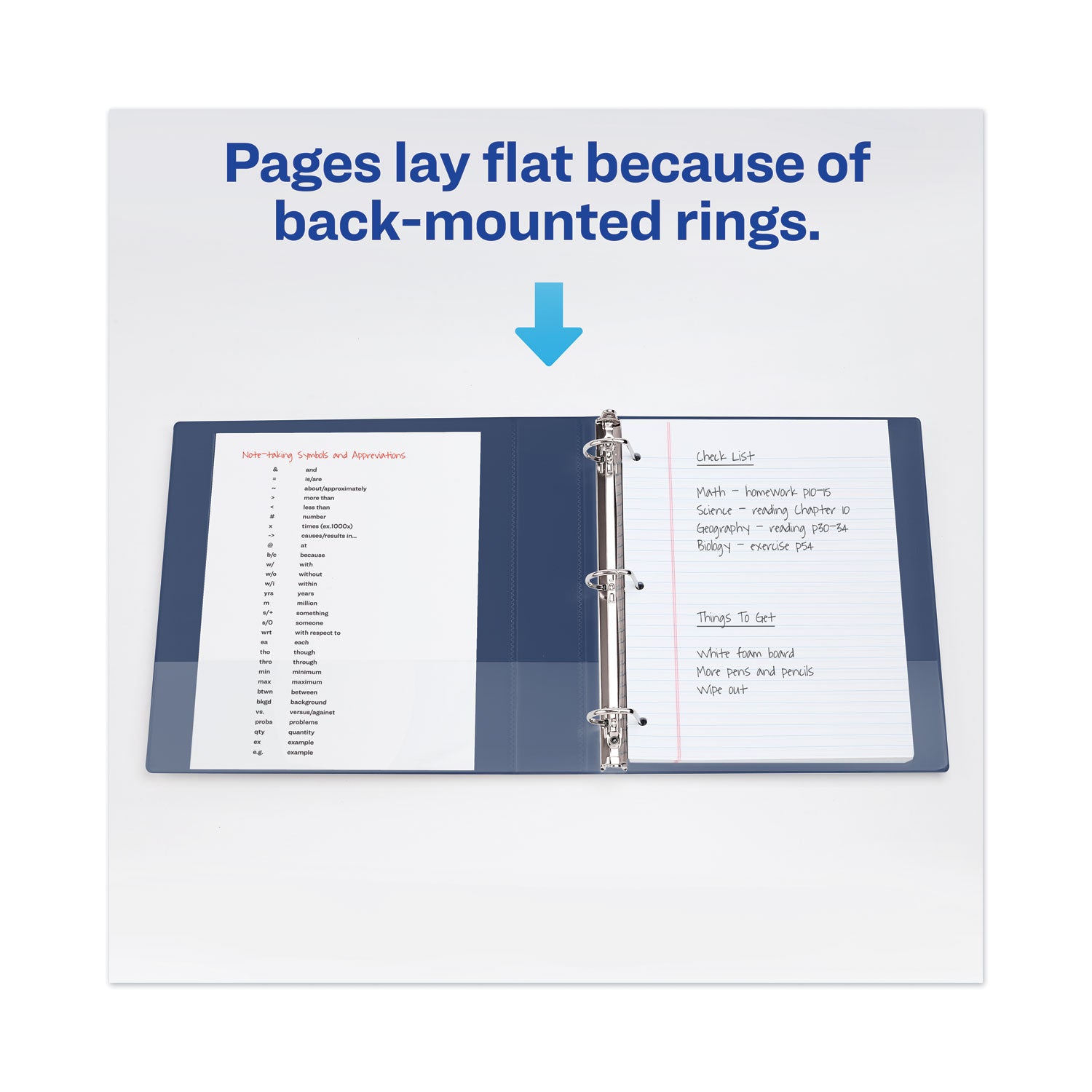 Avery® Heavy-Duty View Binder with DuraHinge and One Touch EZD Rings, 3 Rings, 2" Capacity, 11 x 8.5, Navy Blue