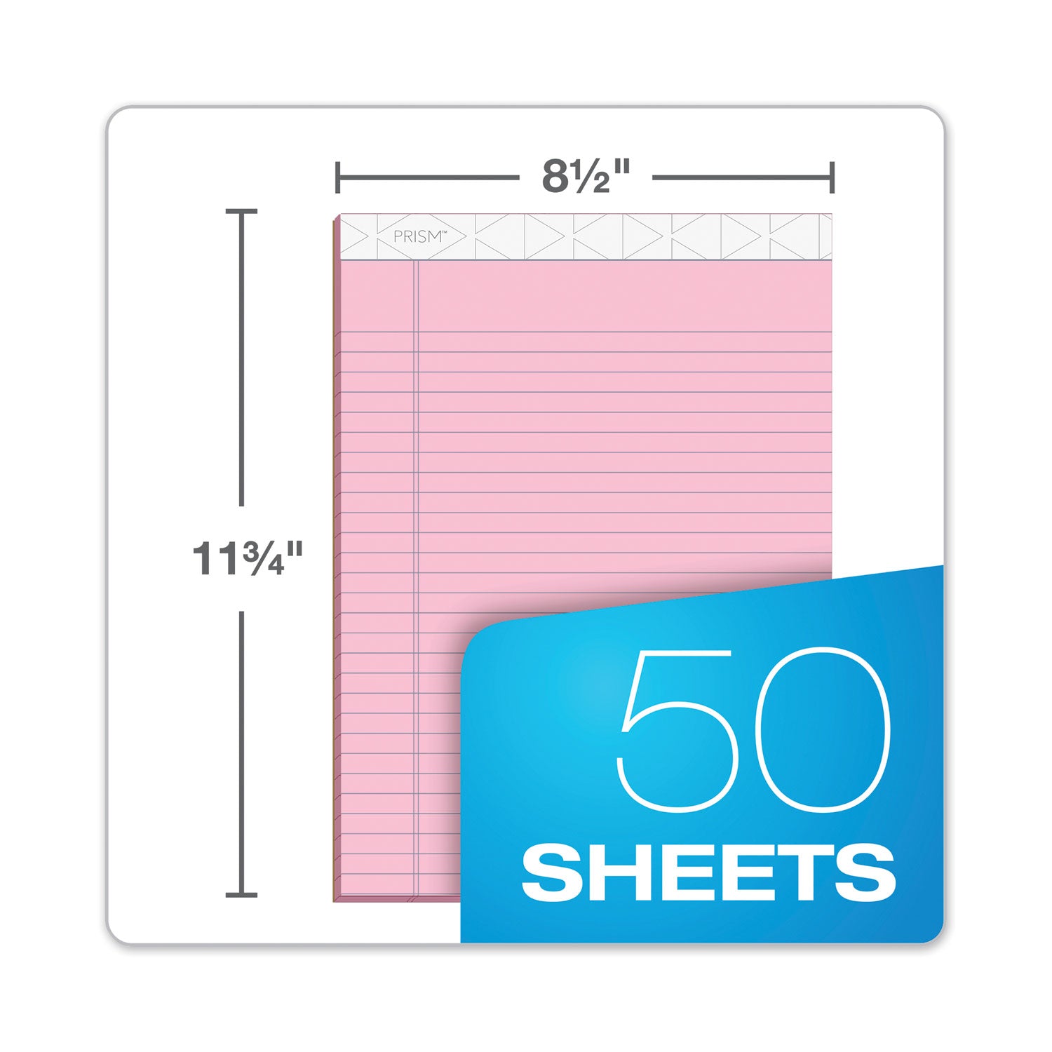 TOPS™ Prism + Colored Writing Pads, Wide/legal Rule, 50 Pastel Pink 8.5 X 11.75 Sheets, 12/pack