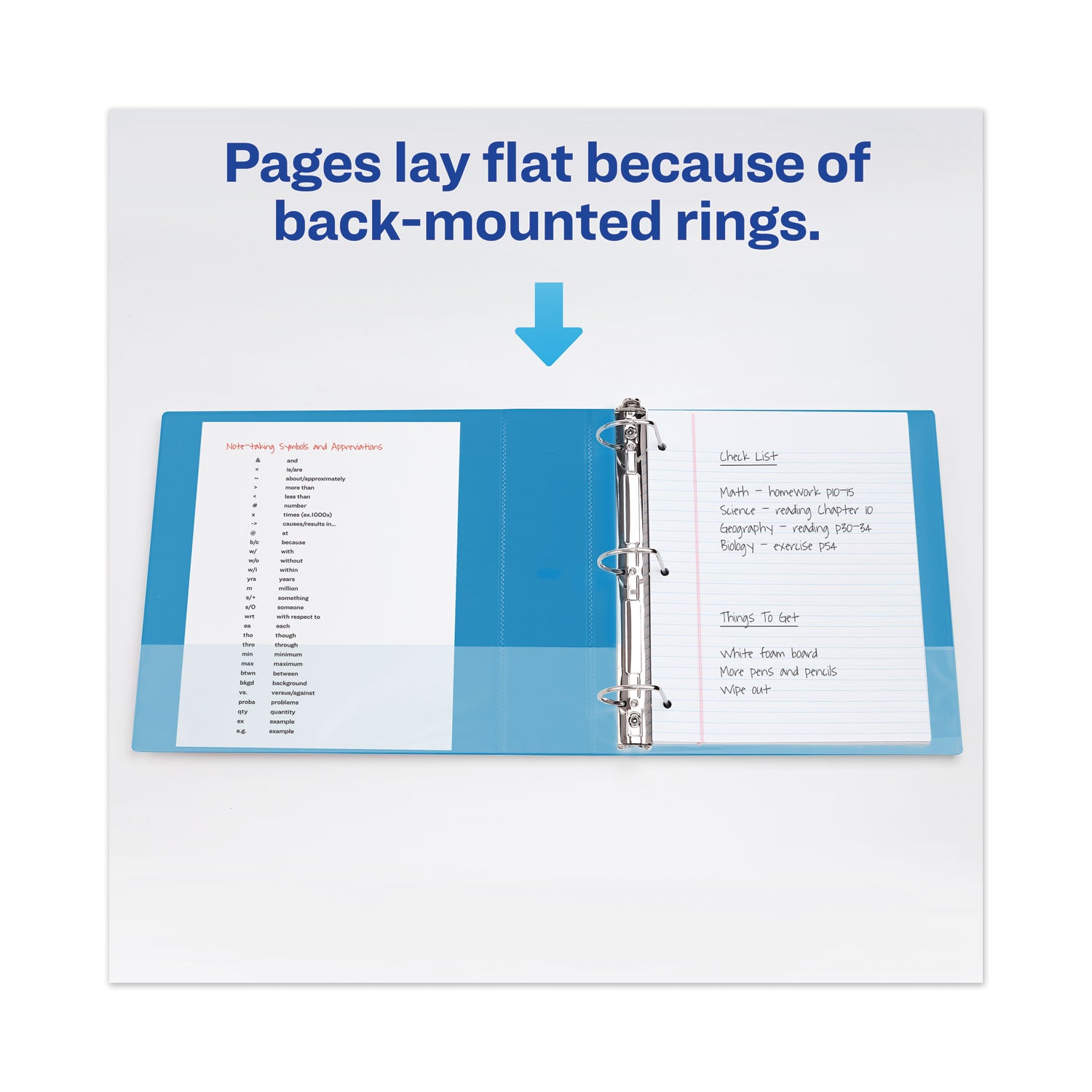 Avery® Heavy-Duty View Binder with DuraHinge and Locking One Touch EZD Rings, 3 Rings, 3" Capacity, 11 x 8.5, Pacific Blue