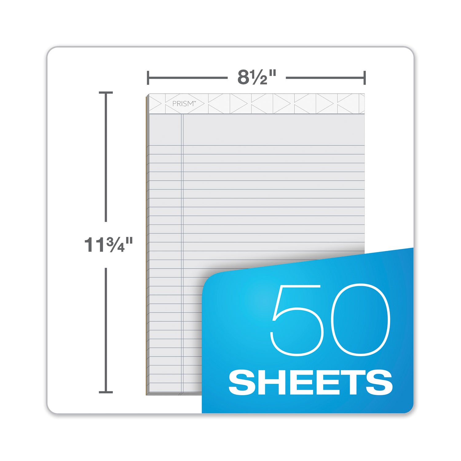 TOPS™ Prism + Colored Writing Pads, Wide/legal Rule, 50 Pastel Gray 8.5 X 11.75 Sheets, 12/pack