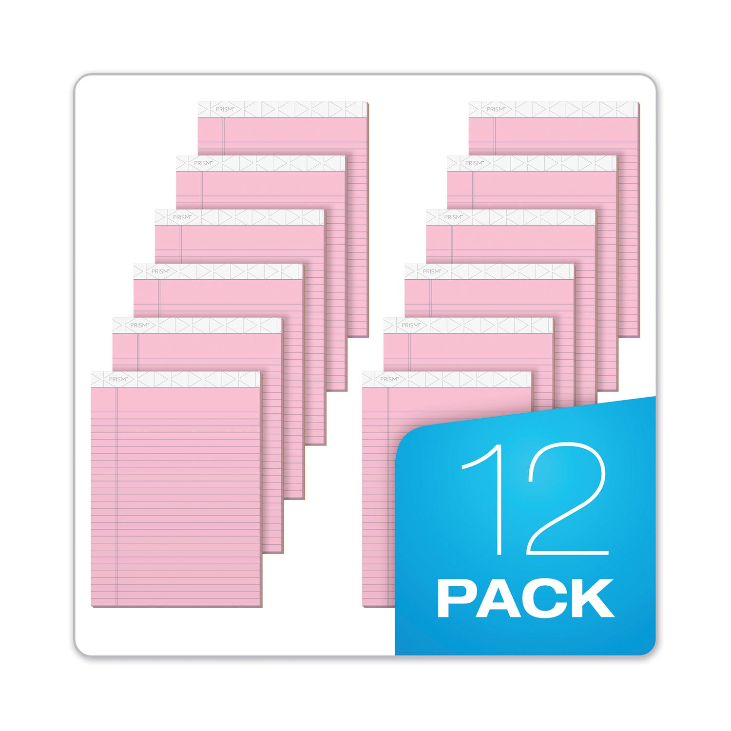 TOPS™ Prism + Colored Writing Pads, Wide/legal Rule, 50 Pastel Pink 8.5 X 11.75 Sheets, 12/pack