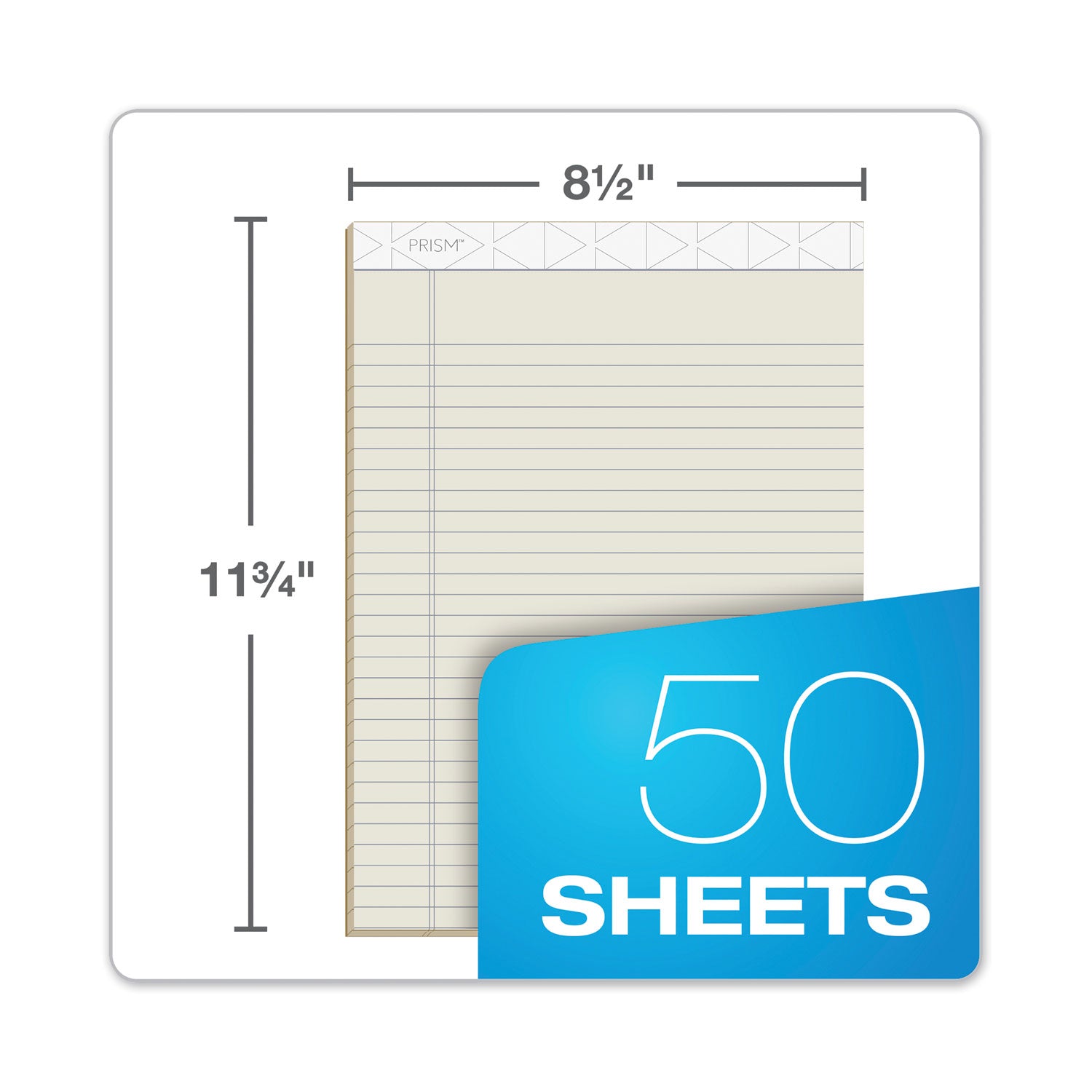 TOPS™ Prism + Colored Writing Pads, Wide/legal Rule, 50 Pastel Ivory 8.5 X 11.75 Sheets, 12/pack