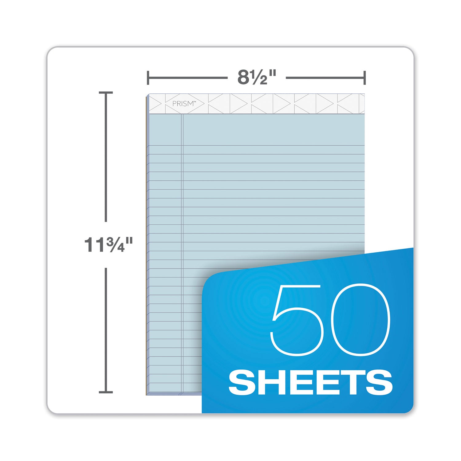 TOPS™ Prism + Colored Writing Pads, Wide/Legal Rule, 50 Pastel Blue 8.5 x 11.75 Sheets, 12/Pack