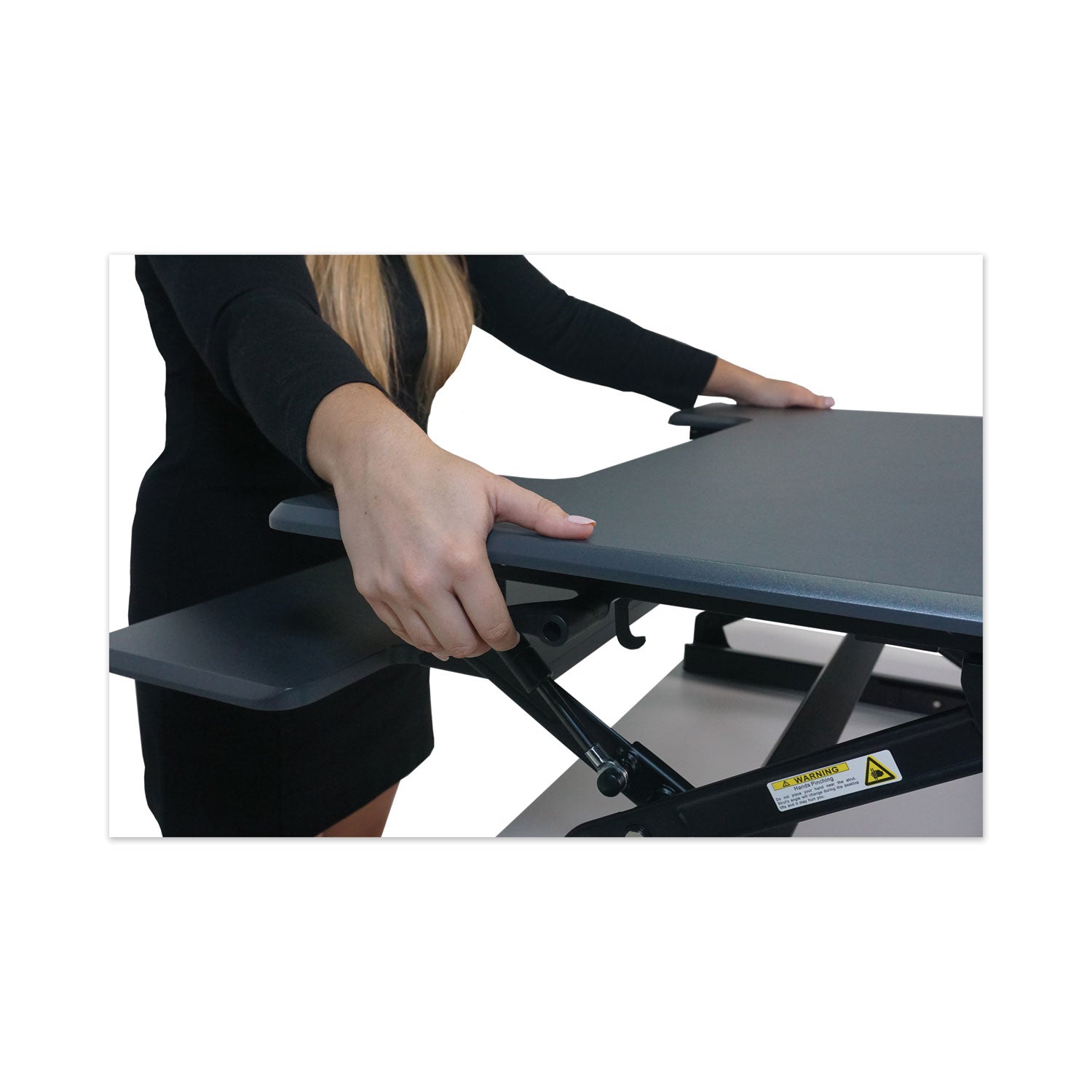 Victor® High Rise Height Adjustable Standing Desk with Keyboard Tray, 36" x 31.25" x 5.25" to 20", Gray/Black