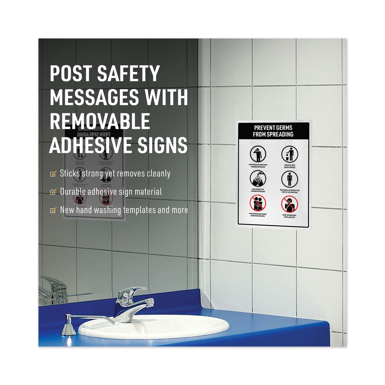 Avery® Surface Safe Removable Label Safety Signs, Inkjet/Laser Printers, 3.5 x 5, White, 4/Sheet, 15 Sheets/Pack