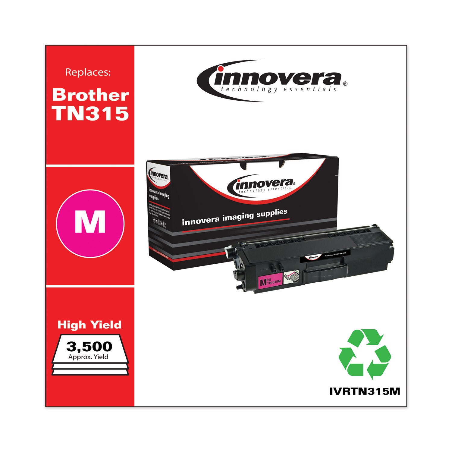 Innovera® Remanufactured Magenta High-Yield Toner, Replacement for TN315M, 3,500 Page-Yield