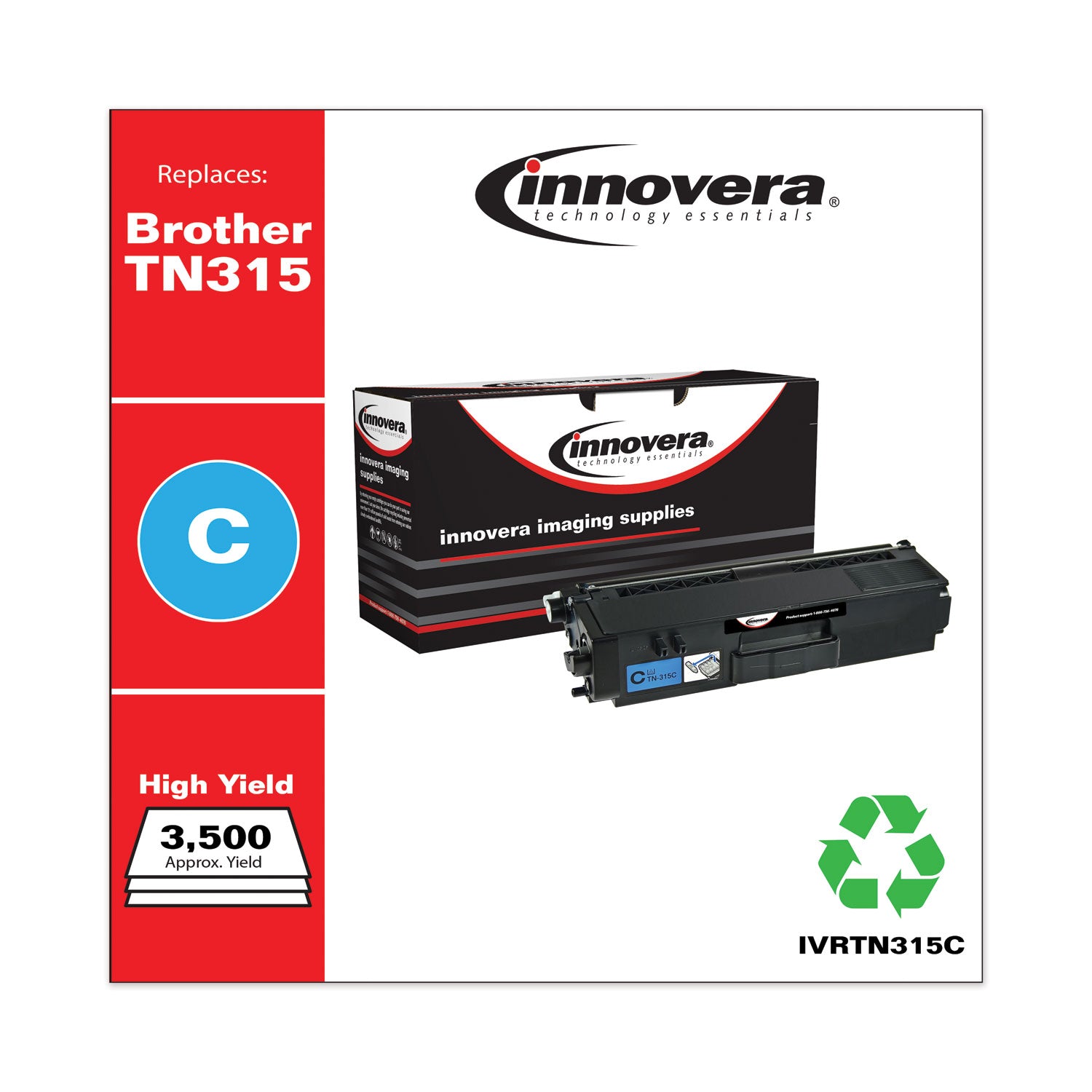 Innovera® Remanufactured Cyan High-Yield Toner, Replacement for TN315C, 3,500 Page-Yield