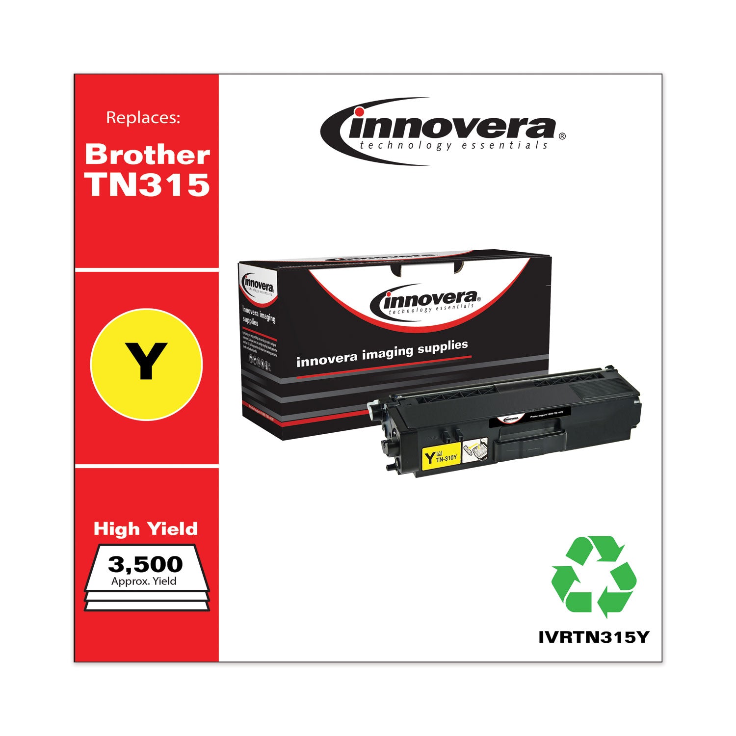 Innovera® Remanufactured Yellow High-Yield Toner, Replacement for TN315Y, 3,500 Page-Yield