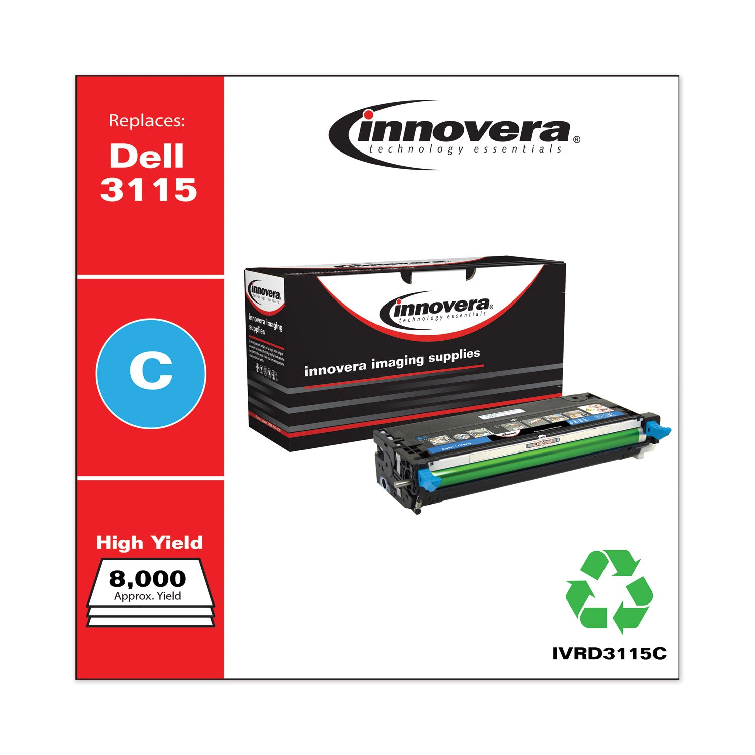 Innovera® Remanufactured Cyan High-Yield Toner, Replacement for 310-8379, 8,000 Page-Yield