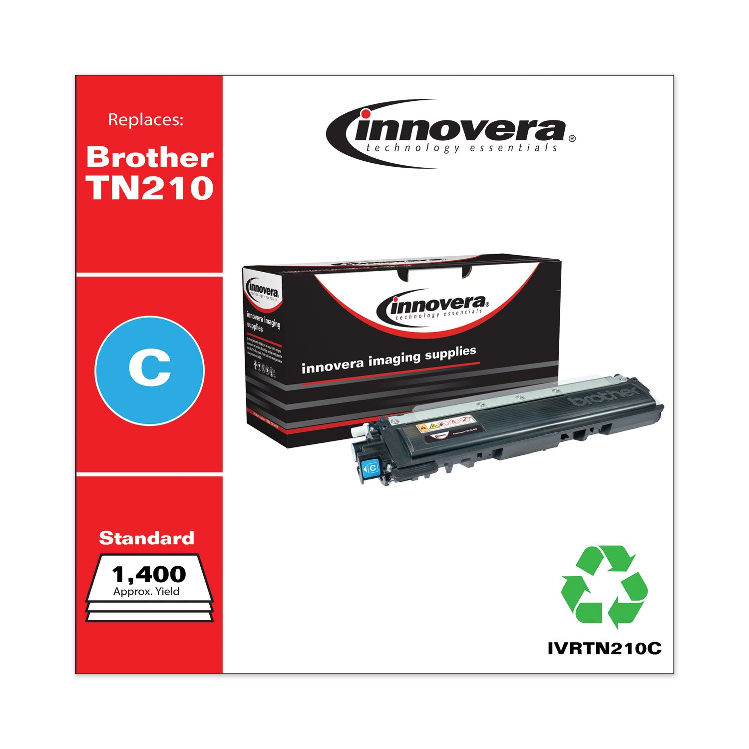 Innovera® Remanufactured Cyan Toner, Replacement for TN210C, 1,400 Page-Yield