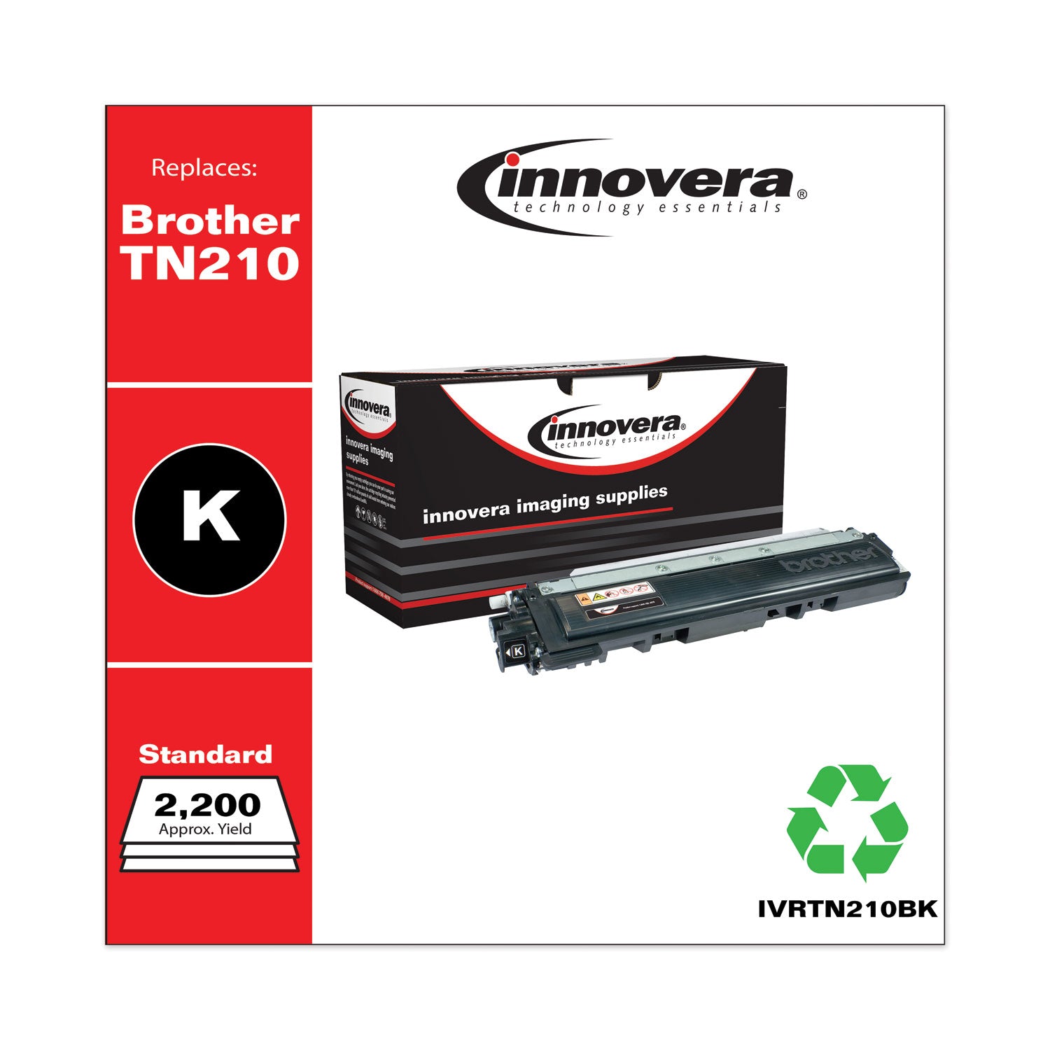 Innovera® Remanufactured Black Toner, Replacement for TN210BK, 2,200 Page-Yield