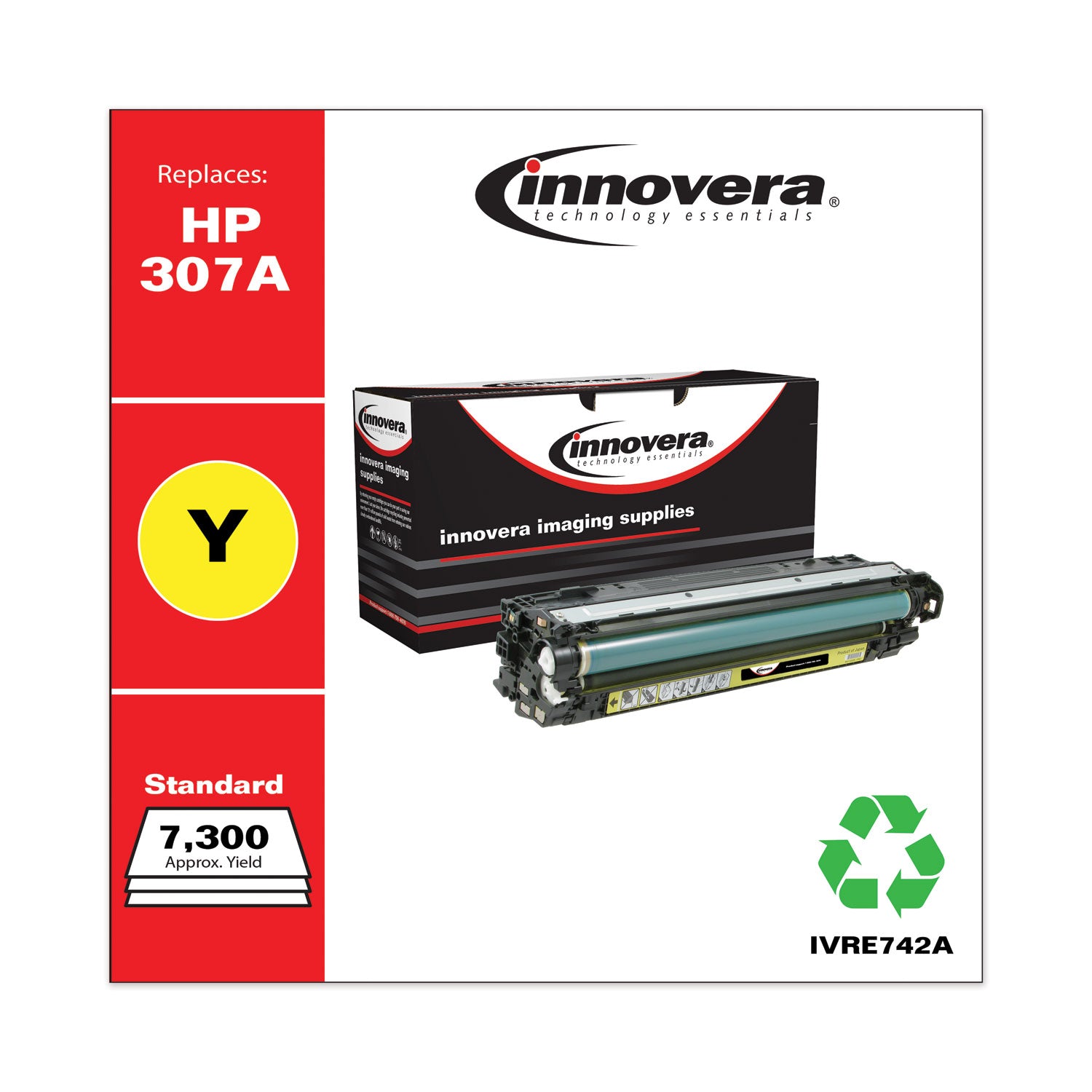 Innovera® Remanufactured Yellow Toner, Replacement for 5225 (CE742A), 7,300 Page-Yield